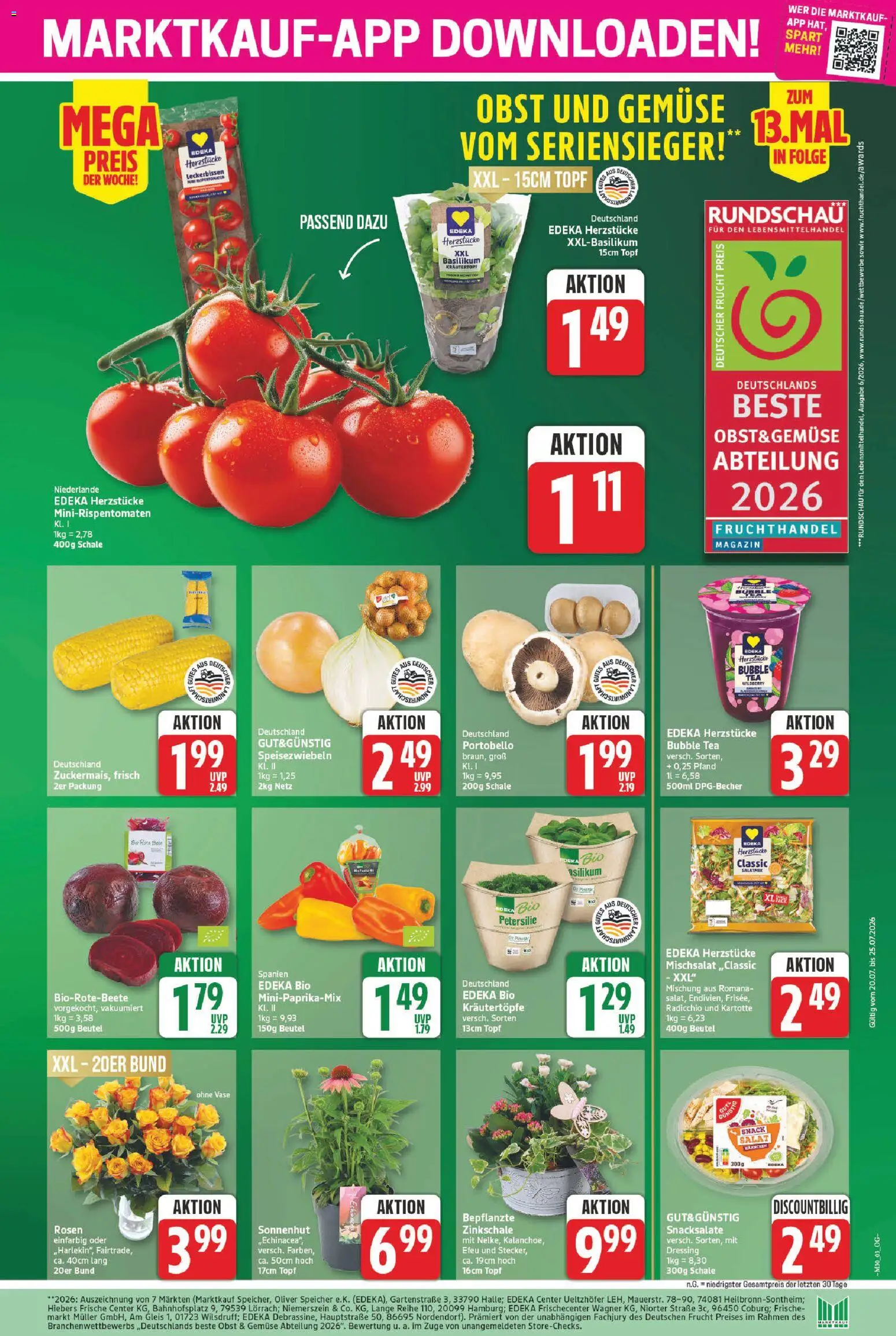Marktkauf Prospekt – gültig ab 20.07.2026 | Seite: 3 | Produkte: Vase, Dressing, Gemüse, Petersilie