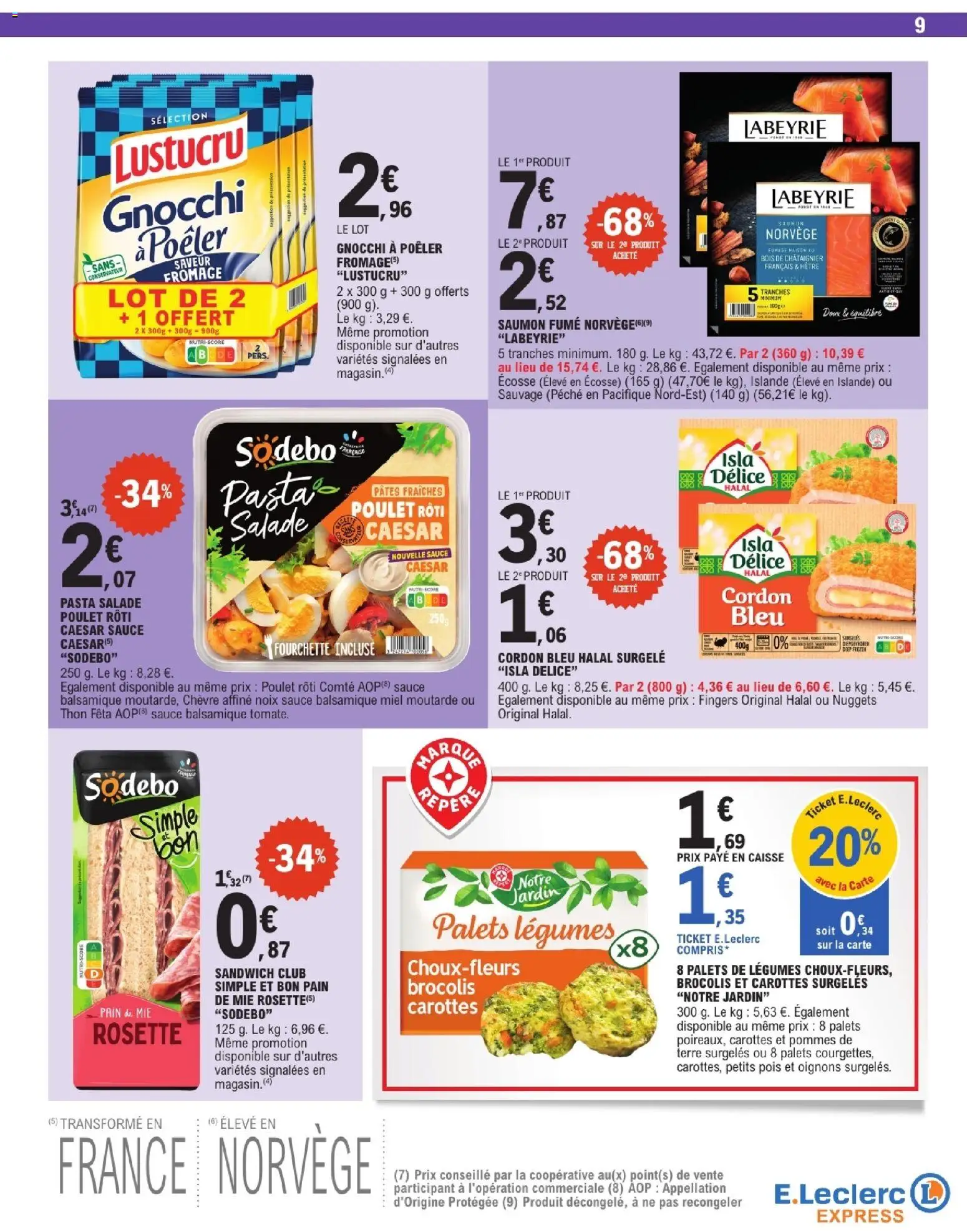 {H1} | Page: 9 | Produits: Saumon fumé, Brocolis, Poulet rôti, Oignons