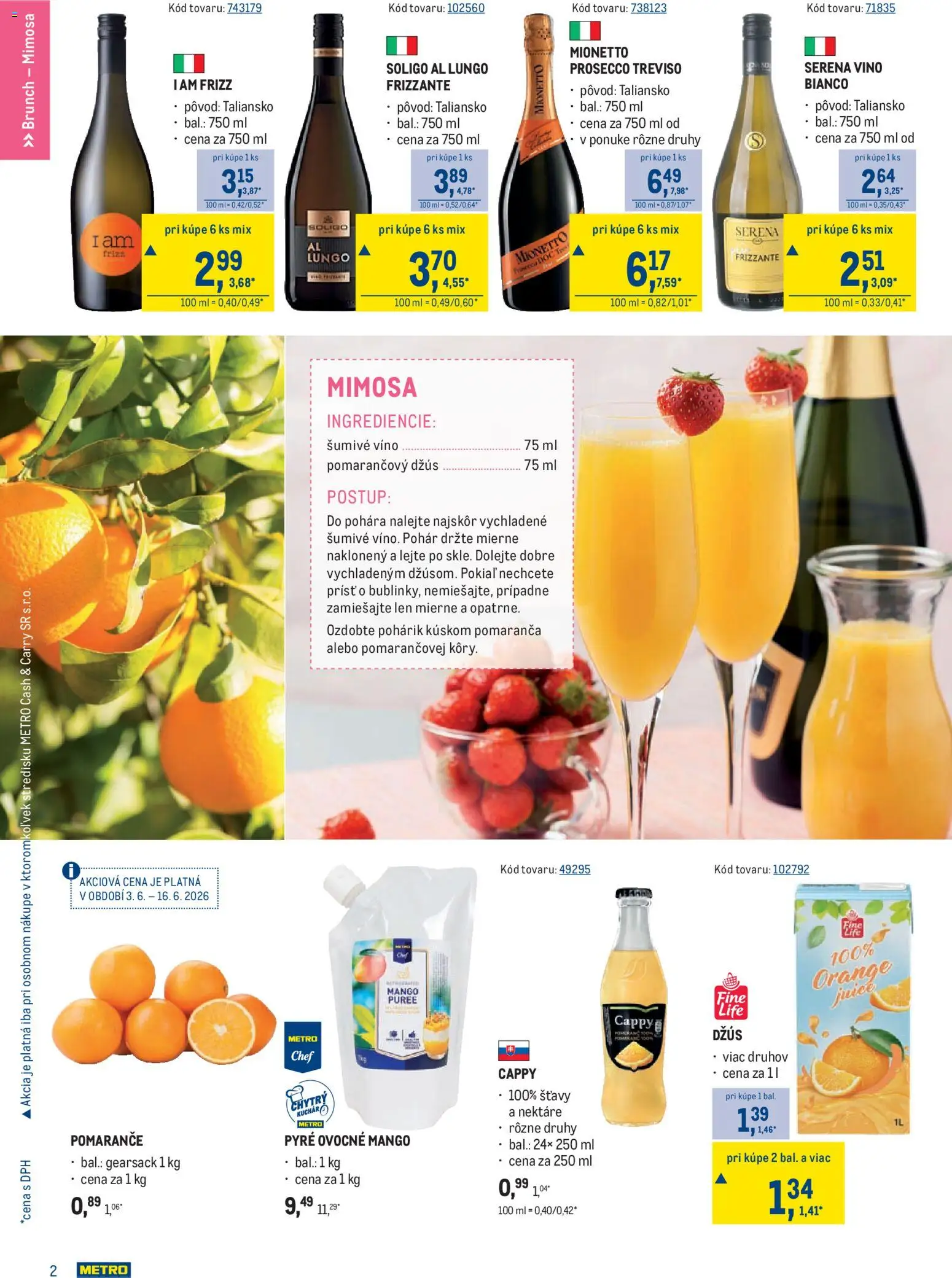 Nové Metro akcie – leták je platný od 03.06.2026 | Strana: 2 | Produkty: Víno, Pomaranče, Prosecco, Šumivé víno