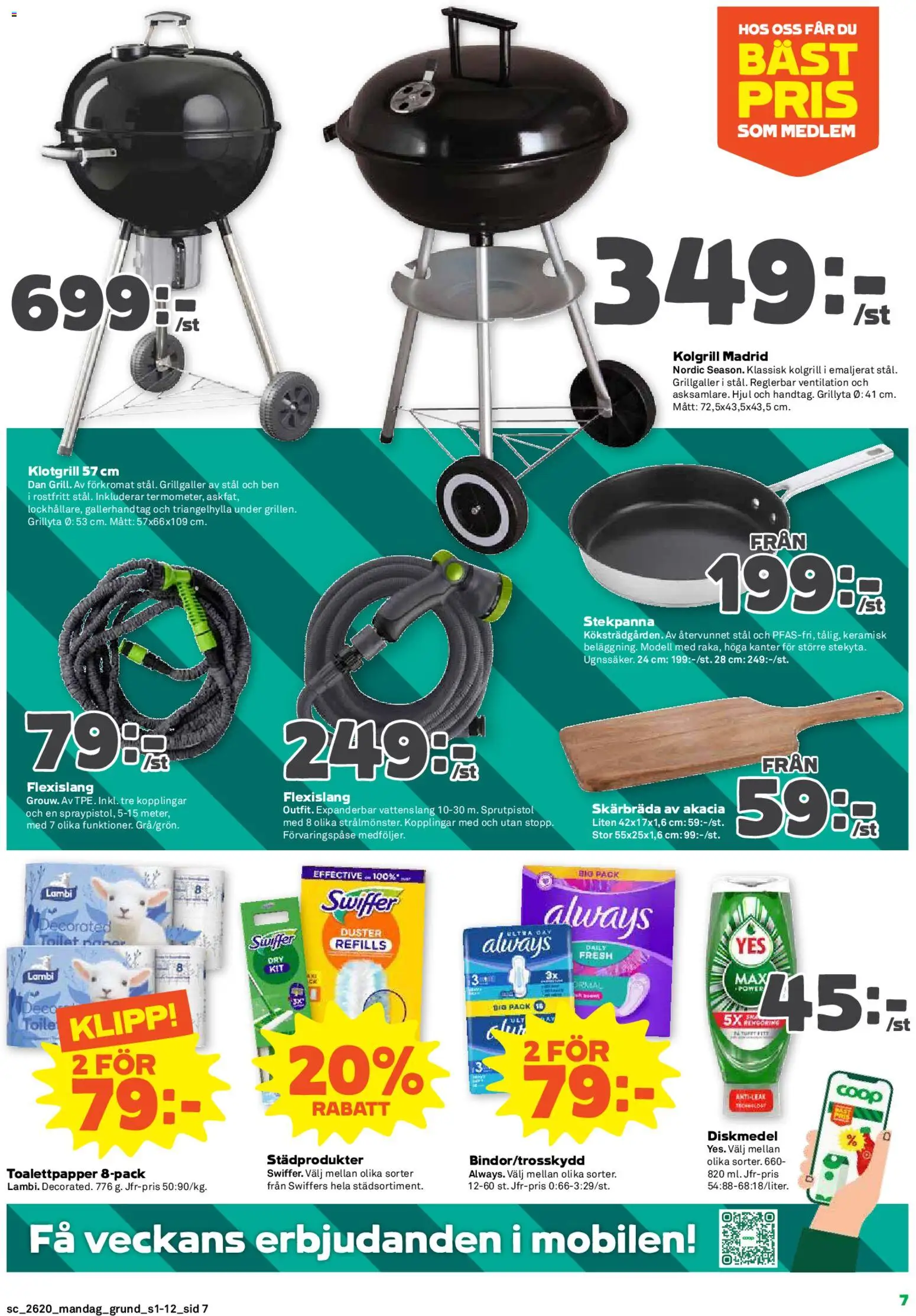 Stora Coop reklamblad aktuell från 11.05.2026 | Sida: 7 | Produkter: Vattenslang, Diskmedel, Toalettpapper, Stekpanna