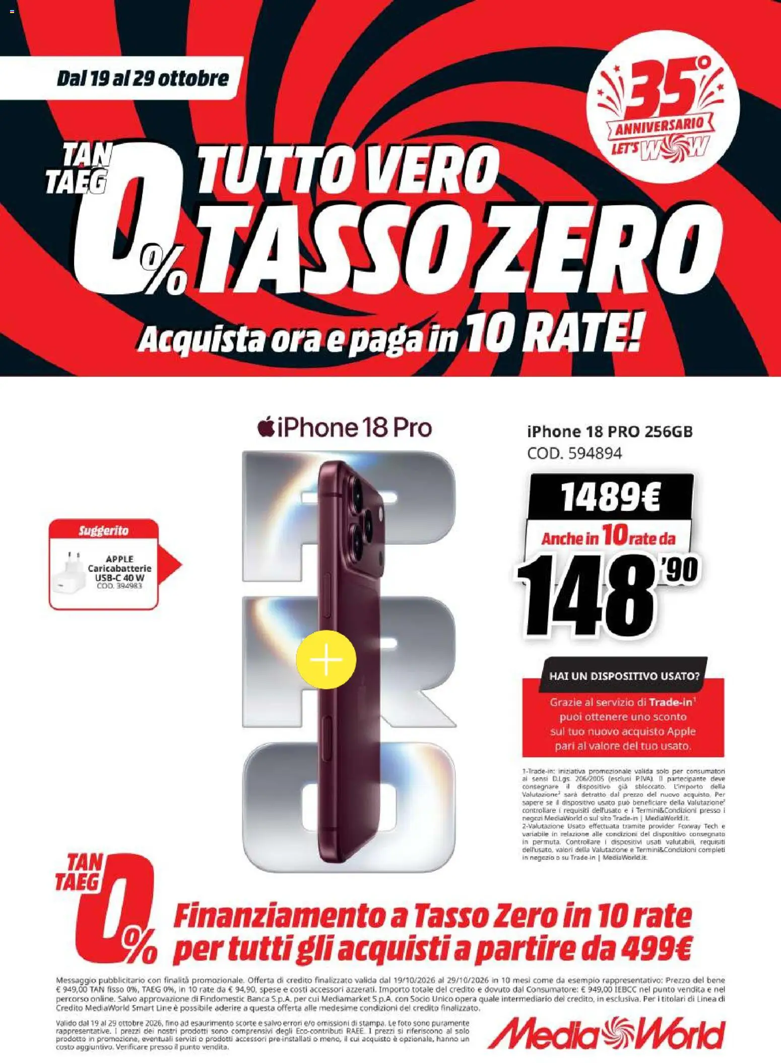 Volantino Media World del 19/10/2026 | Pagina: 87 | Prodotti: Iphone, Caricabatterie