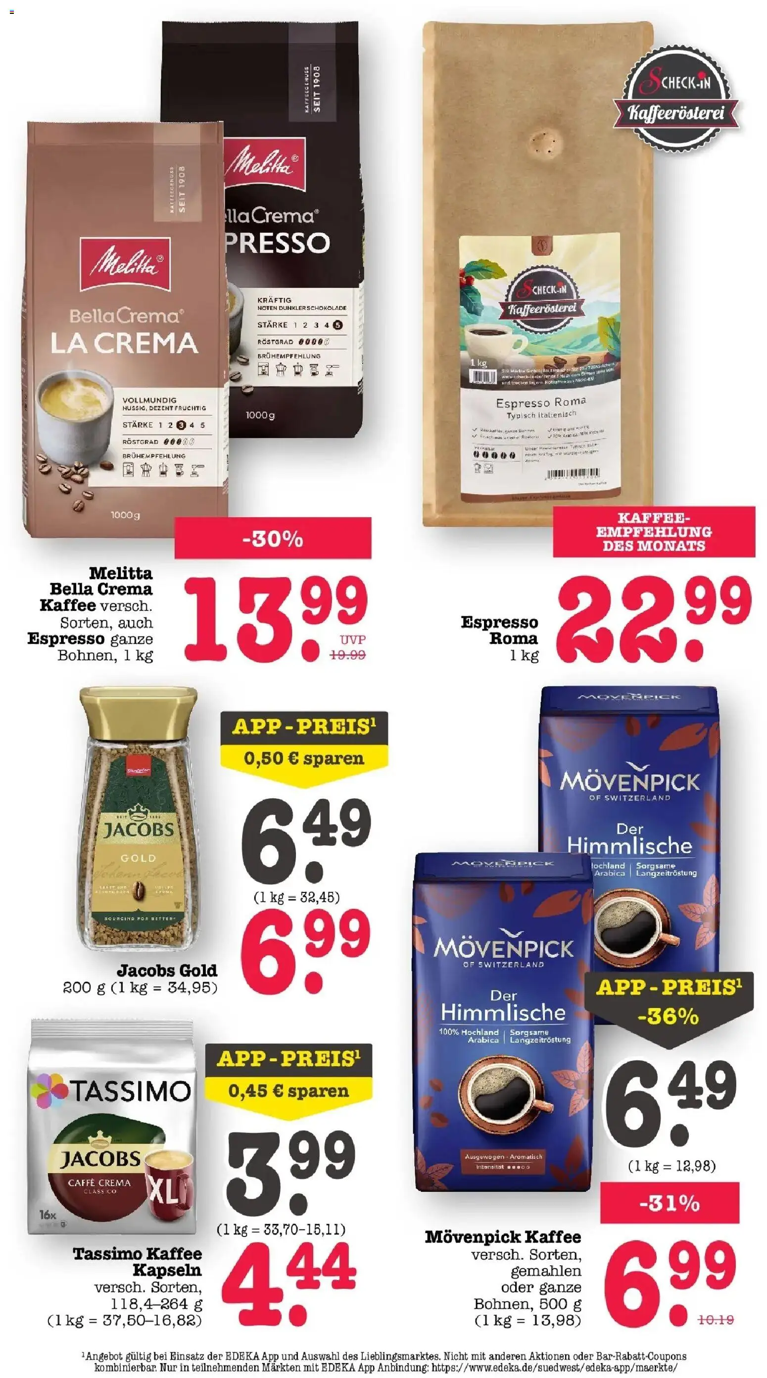 Edeka prospekt Bühlertal – gültig ab 22.06.2026 | Seite: 34 | Produkte: Melitta, Kaffee, Movenpick kaffee, Tassimo