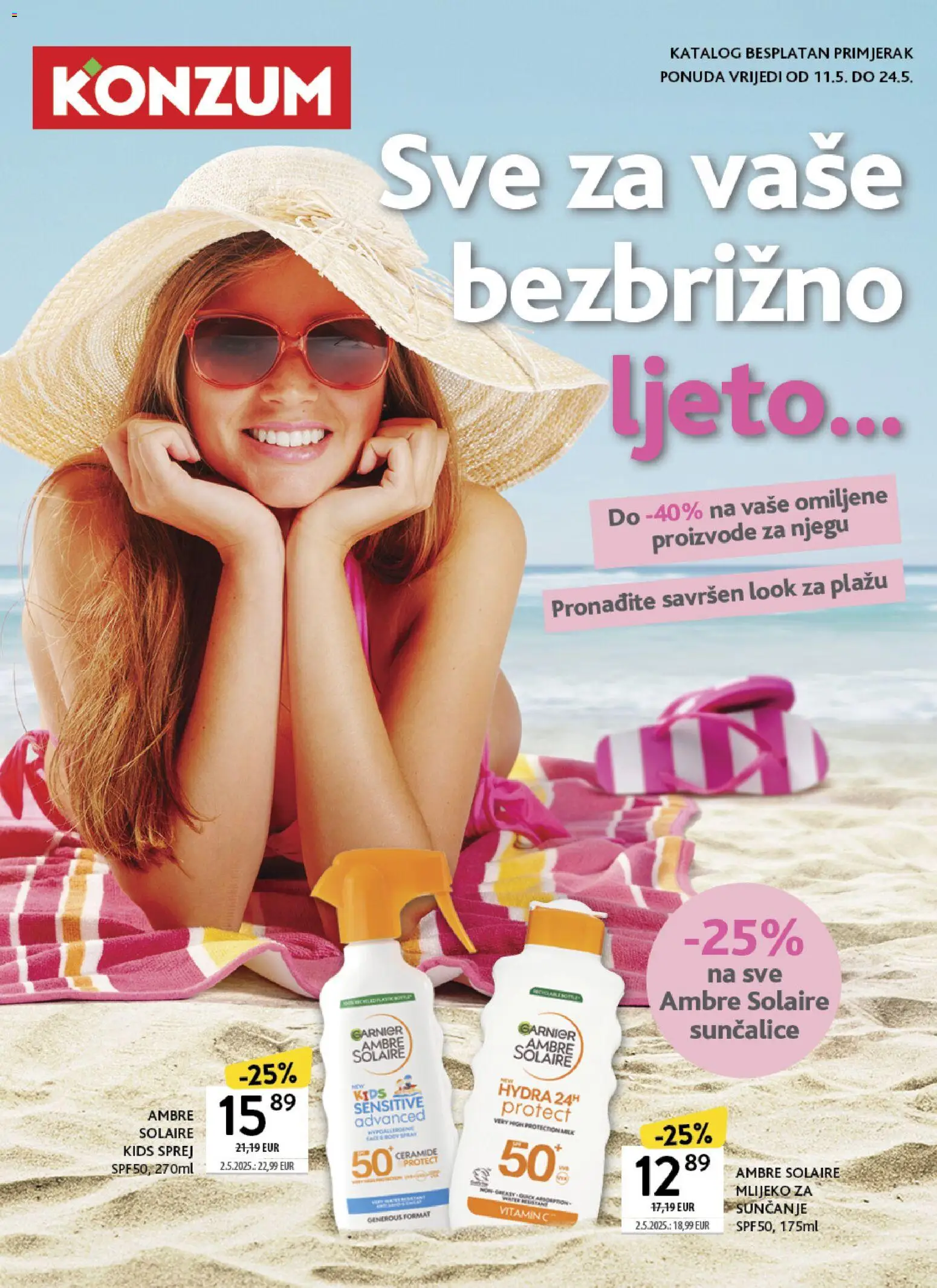 Konzum katalog | vrijedi od 11.05.2026 | Stranica: 1 | Proizvodi: Mlijeko, Mlijeko za sunčanje, Garnier