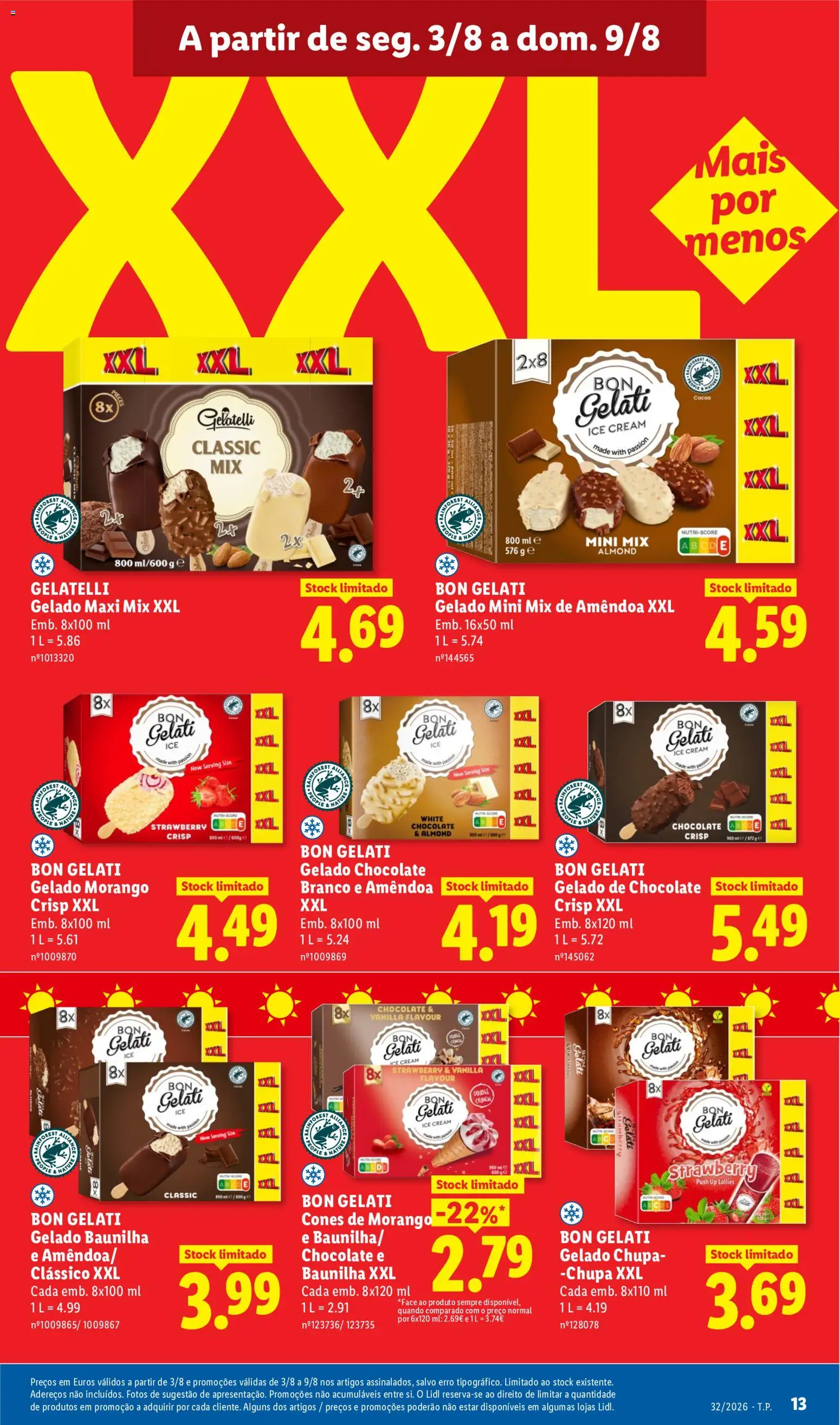 Lidl folheto │ válido de 03/08/2026 | Página: 13 | Produtos: Gelado, Chocolate