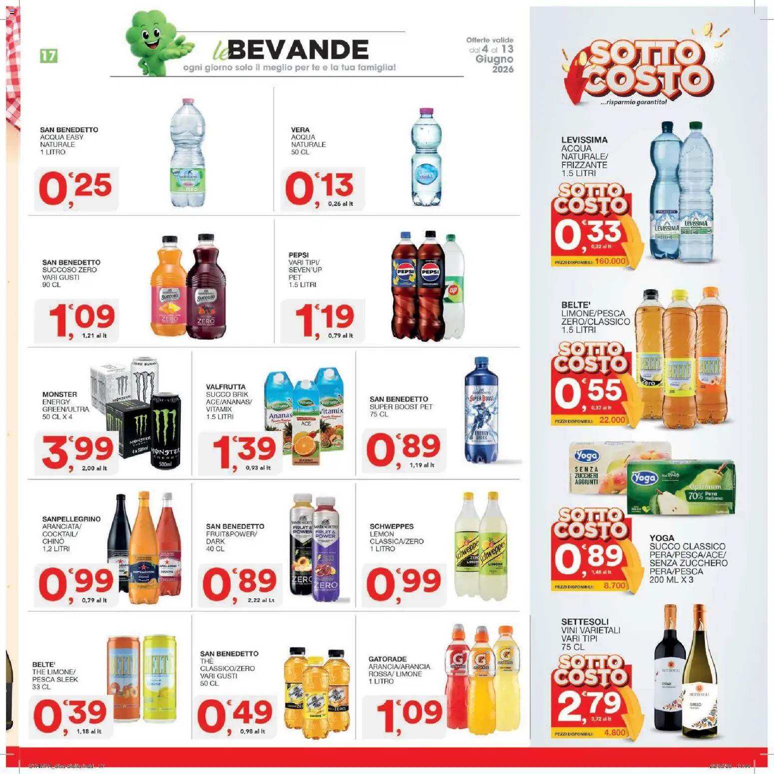 Volantino SISA del 04.06.2026 | Pagina: 17 | Prodotti: Succo, Acqua, Pesca, The