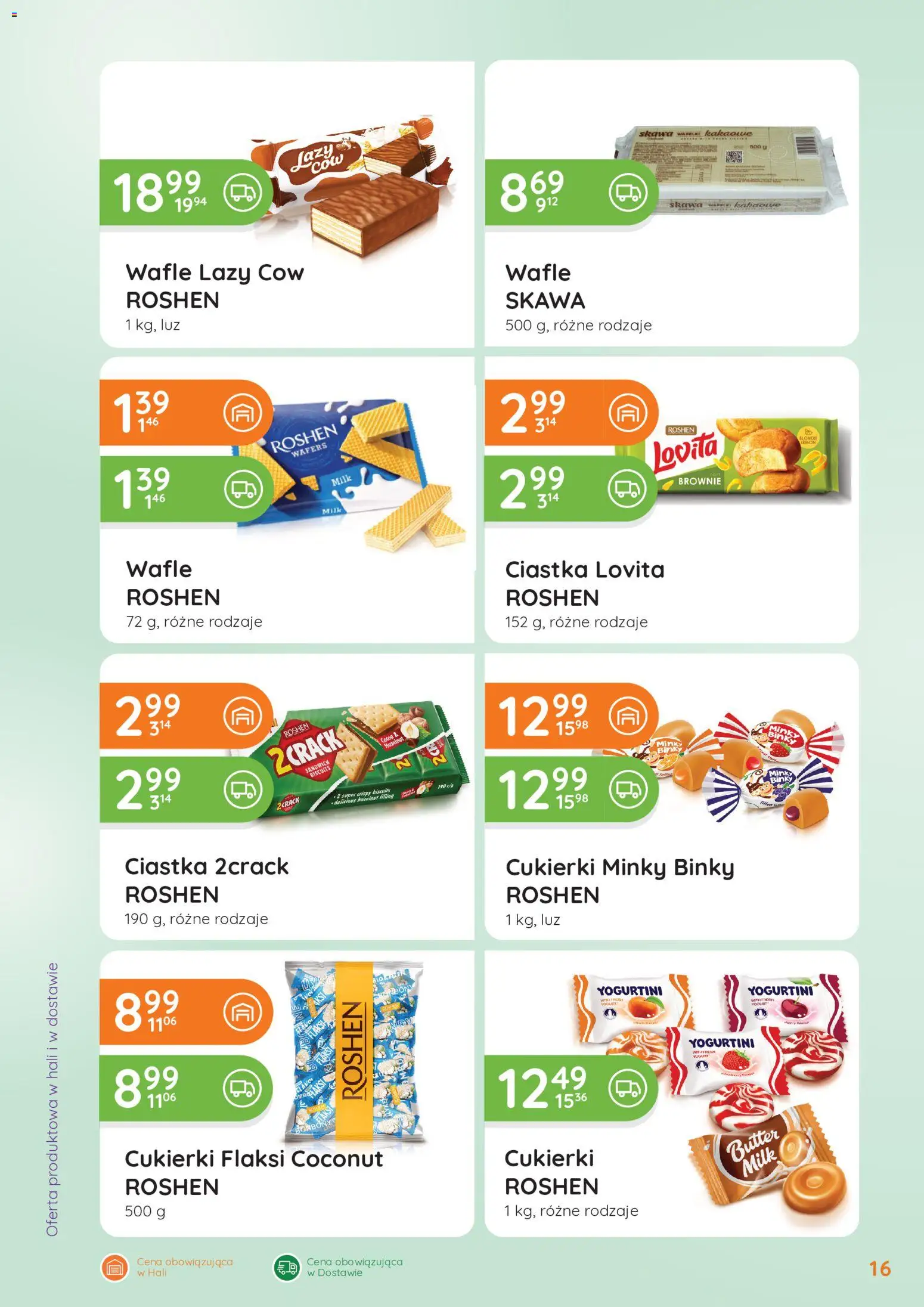 Eurocash gazetka - Oferta Handlowa od 01.06.2026 | Strona: 16 | Produkty: Wafle, Brownie, Cukierki, Ciastka