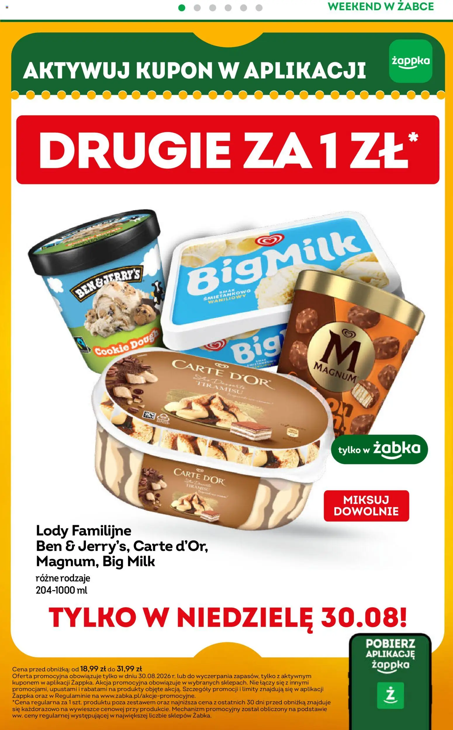 Żabka gazetka - Weekendowe promocje od 28.08.2026 | Strona: 2 | Produkty: Lody familijne, Carte D'or, Big Milk, Lody