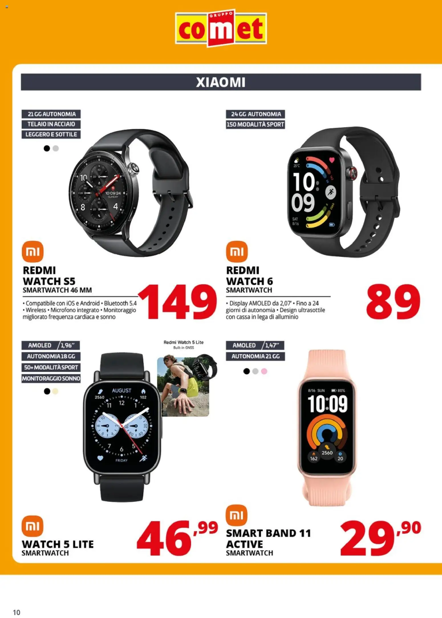 Volantino Comet del 21/08/2026 | Pagina: 10 | Prodotti: Xiaomi, Alluminio, Smartwatch