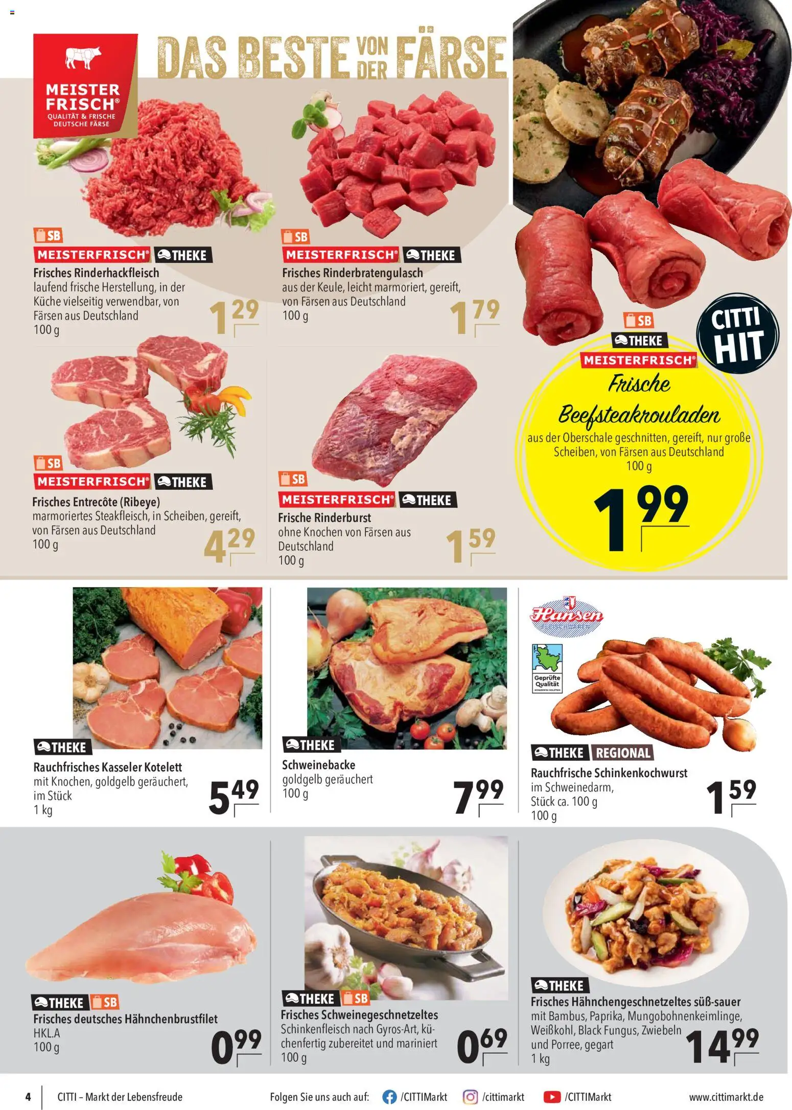 CITTI Markt Prospekt – gültig ab 07.10.2026 | Seite: 4 | Produkte: Theke, Küche, Entrecote, Zwiebeln