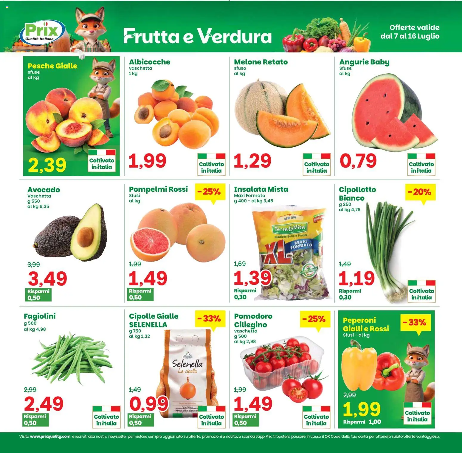 Volantino Prix del 07/07/2026 | Pagina: 3 | Prodotti: Peperoni, Insalata, Cipolle, Frutta