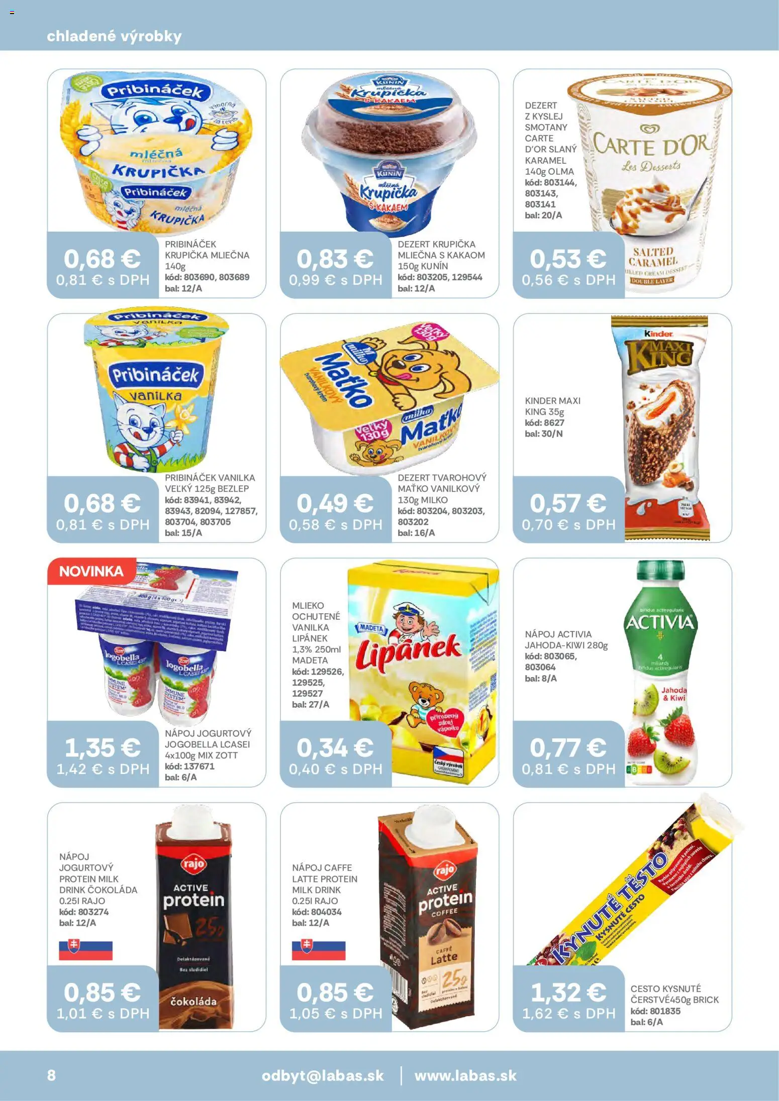 Nové Labaš akcie – leták je platný od 23.10.2026 | Strana: 8 | Produkty: Cesto, Kinder, Kiwi, Dezert