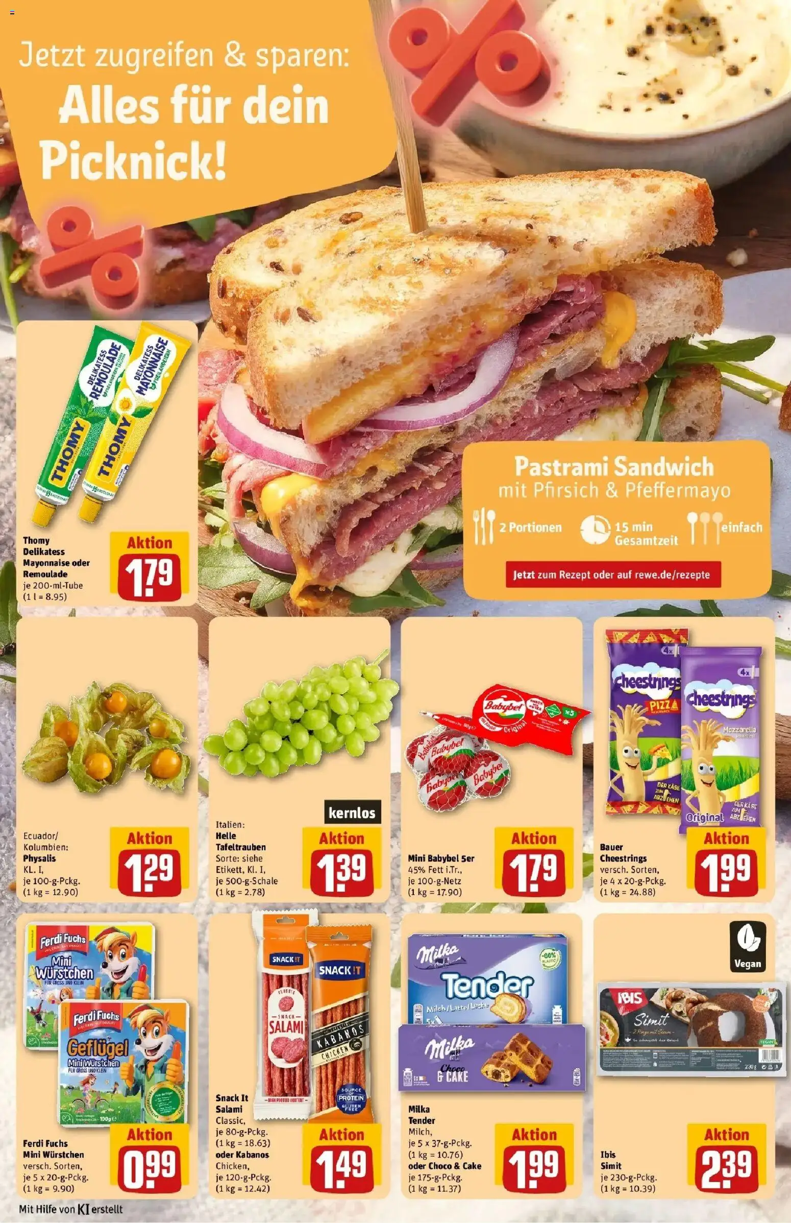 REWE Prospekt ab 10.08.2026 zum Blättern » Angebote | Seite: 12 | Produkte: Mayonnaise, Pfirsich, Salami, Pizza