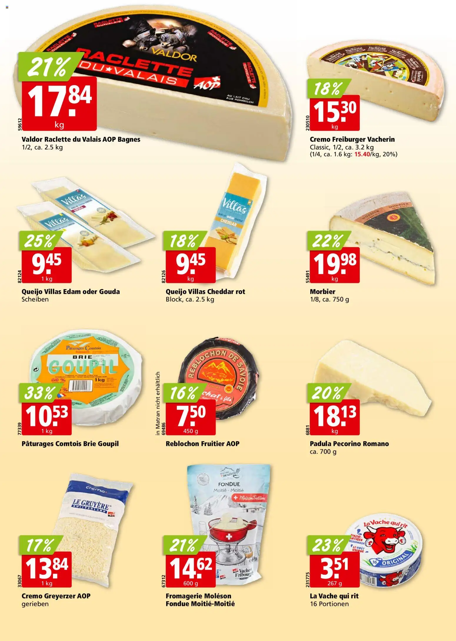 Aligro aktionen Chavannes, Matran, Genf, Sitten – gültig ab 07.09.2026 | Seite: 16 | Produkte: Feta, Gouda, Raclette, Fondue