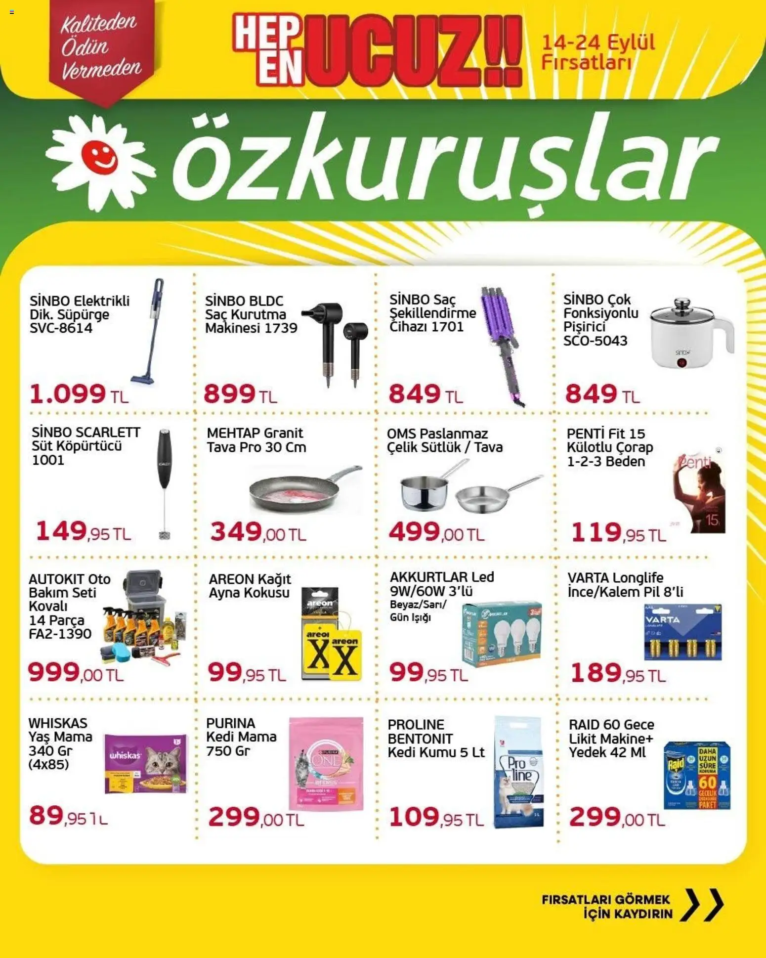 Özkuruşlar Katalog - 14 Eylül 2026 tarihinden itibaren geçerlidir | Sayfa: 17 | Ürünler: Gecelik, Pil, Ayna, Çorap