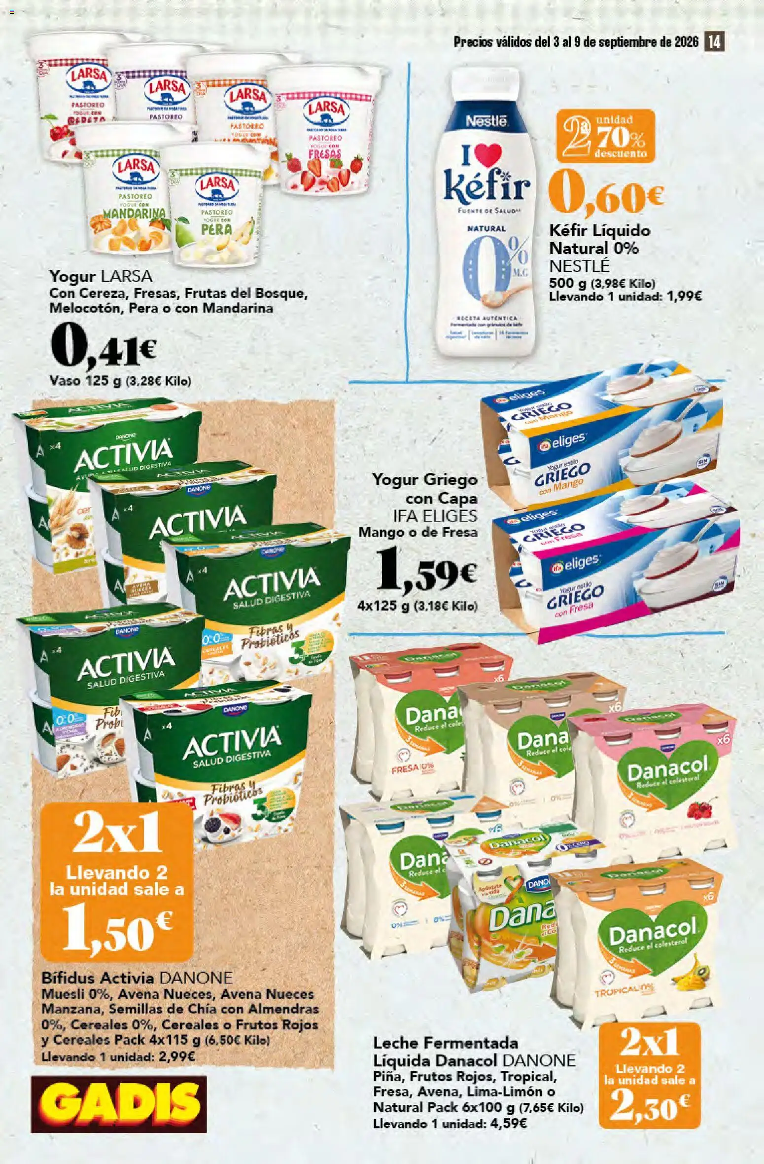 Gadis folleto │ válido desde el 03/09/2026 | Página: 14 | Productos: Nueces, Kéfir, Yogur, Fresas