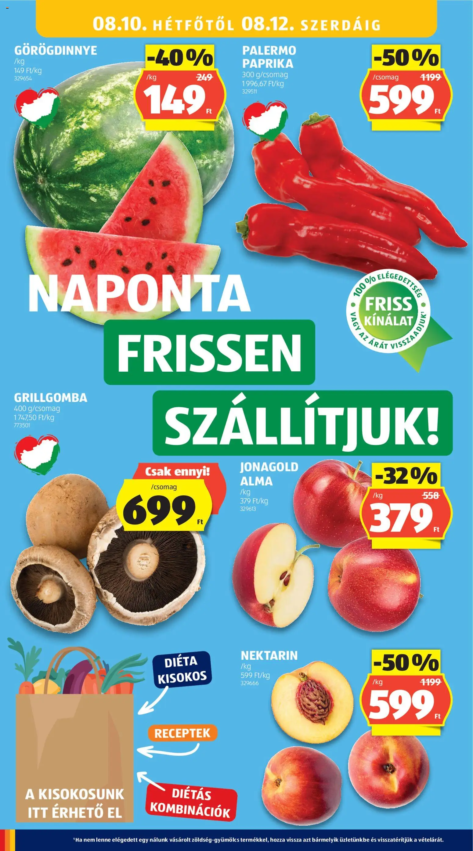 Aldi akciós ujság - amely érvényes a következő dátumtól: 2026.08.06. | Oldal: 22 | Termékek: Nektarin, Görögdinnye, Alma