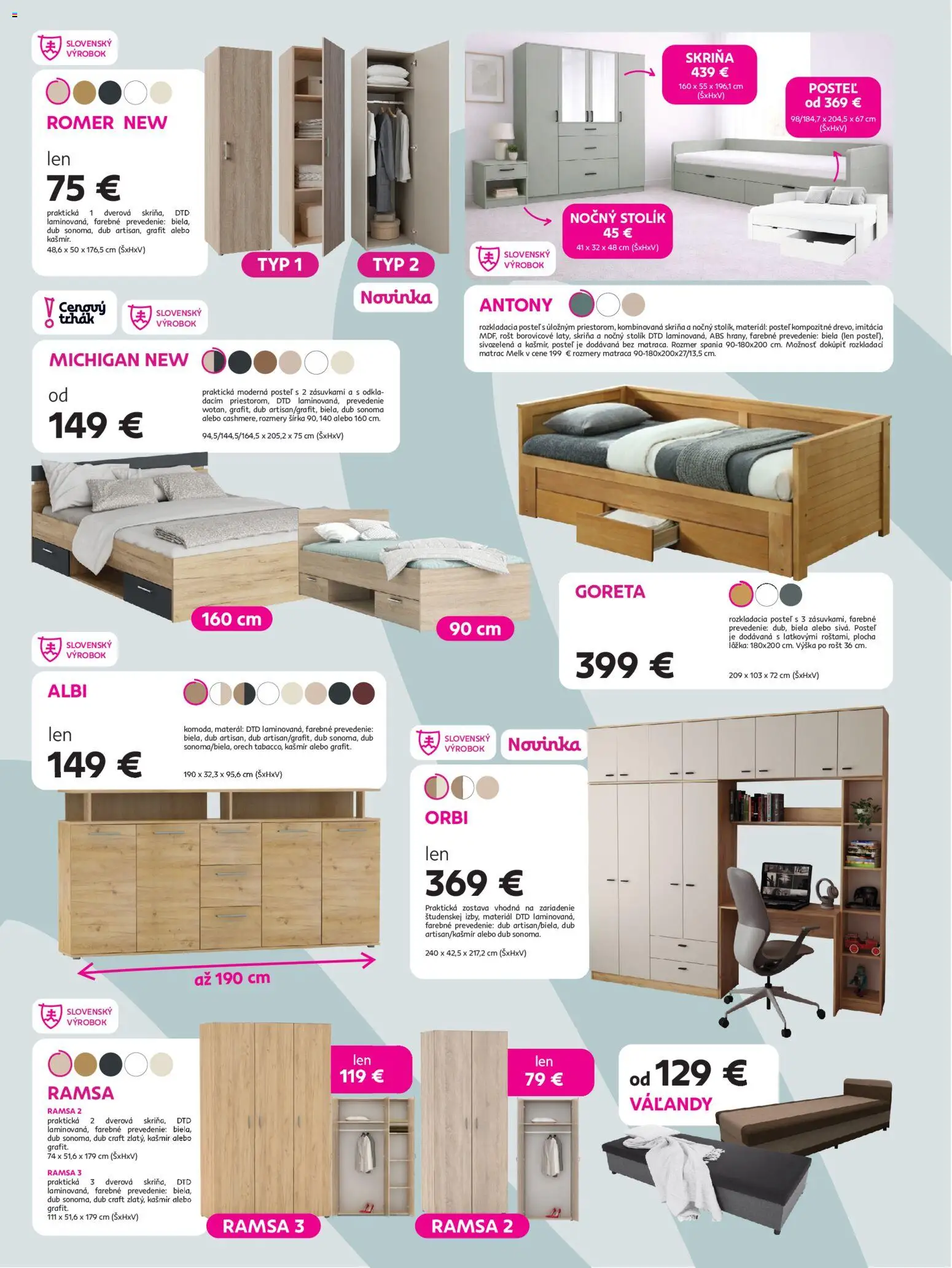 Nové Kondela akcie – leták je platný od 09.09.2026 | Strana: 4 | Produkty: Matrac, Posteľ, Skriňa, Nočný stolík