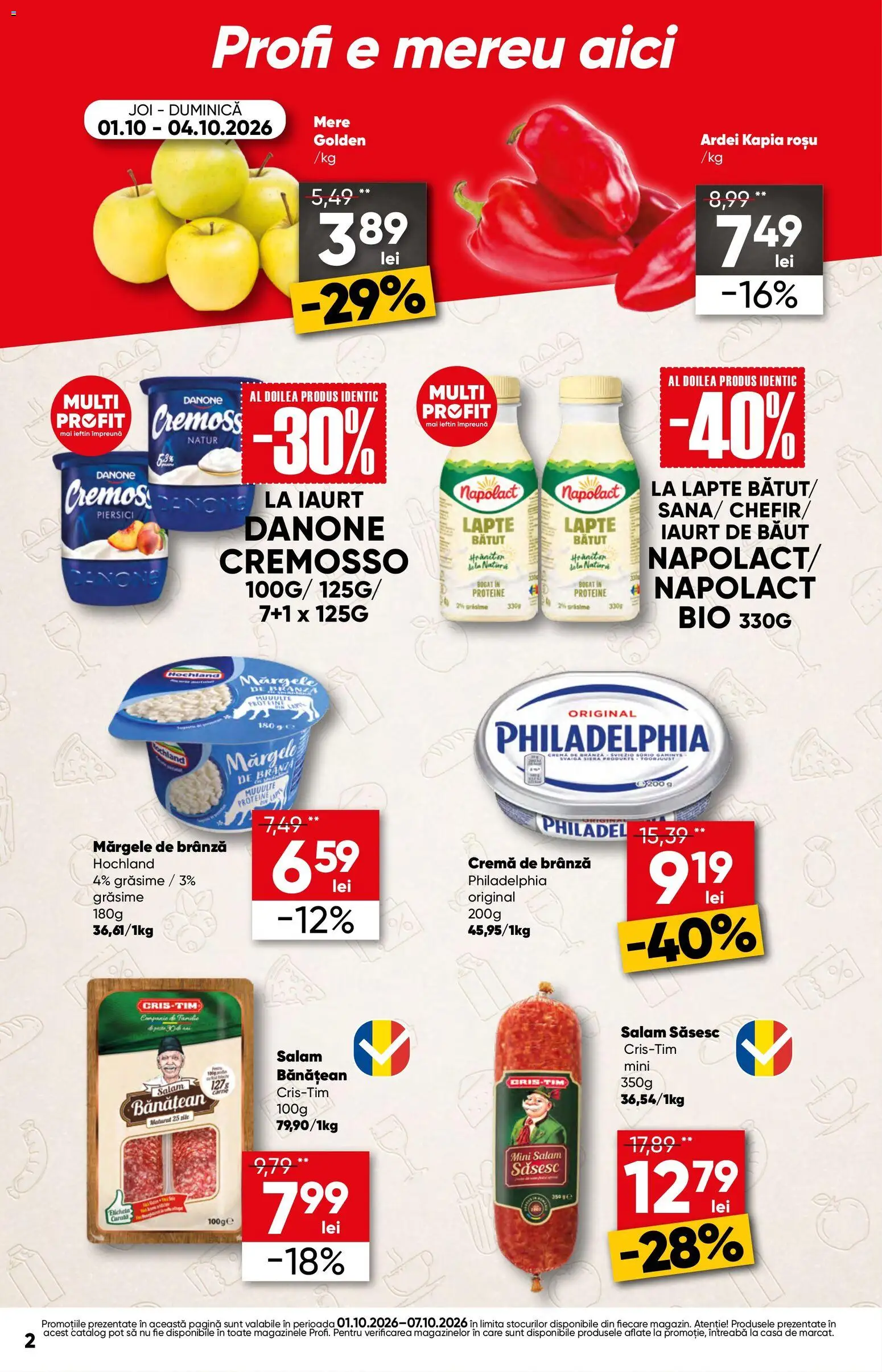 Noul catalog Profi – valabil de la 01.10.2026 | Pagină: 2 | Produse: Bio, Iaurt, Cremă, Mere