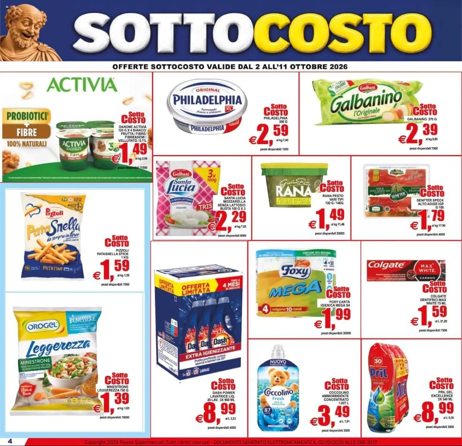 Volantino Pewex del 02/10/2026 | Pagina: 4 | Prodotti: Speck, Minestrone, Frutta, Mozzarella