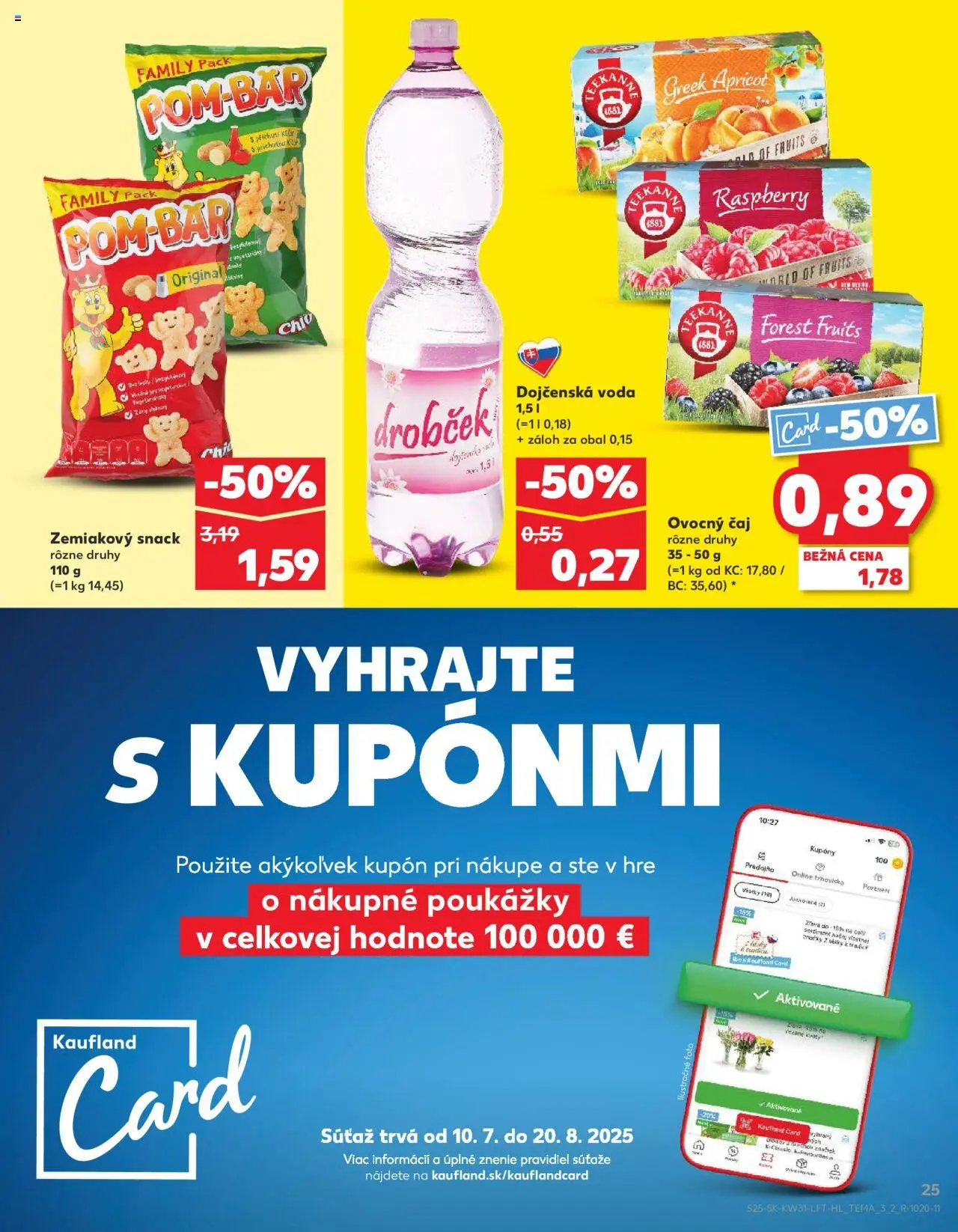 Nové Kaufland akcie – leták je platný od 31.07.2025 | Strana: 25 | Produkty: Čaj, Voda, Teekanne