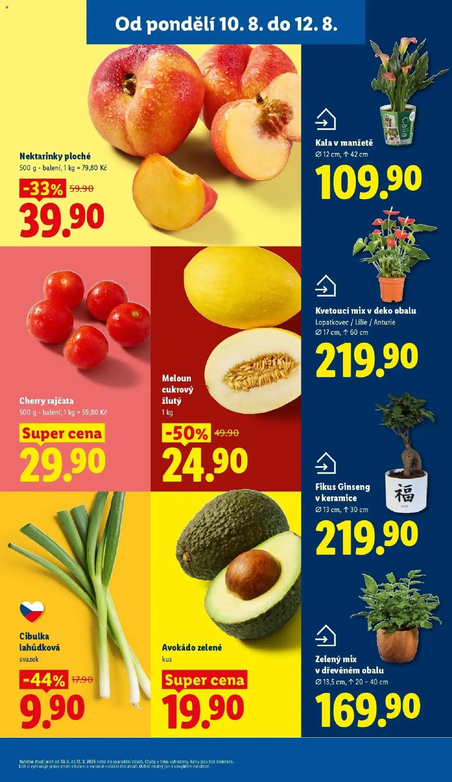Lidl leták od 10.08.2026 - Nový akční leták | Strana: 13 | Produkty: Meloun, Rajčata, Cherry rajčata, Avokádo