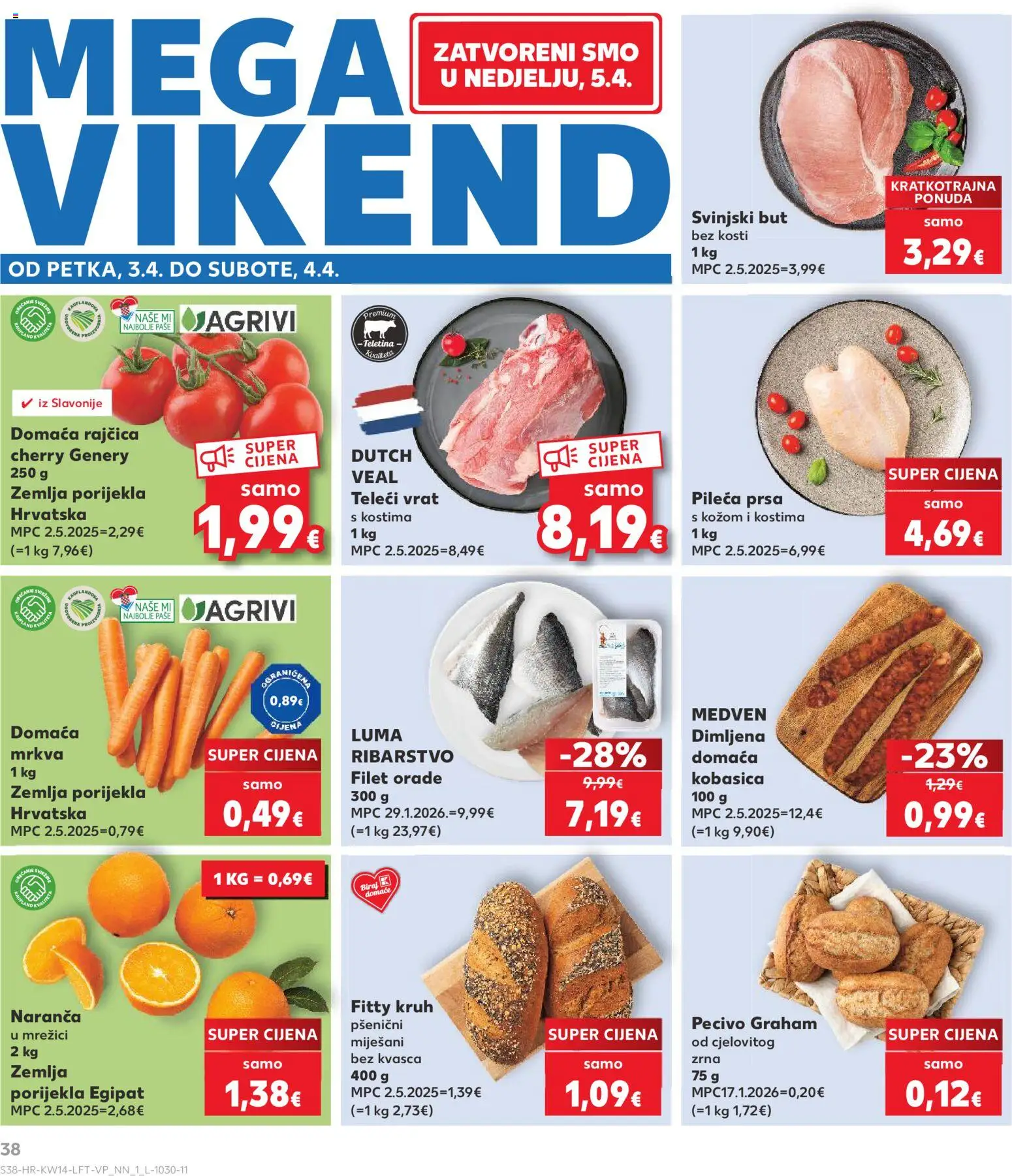 Kaufland katalog | vrijedi od 01.04.2026 | Stranica: 38 | Proizvodi: Svinjski but, Teletina, Kruh, Mrkva
