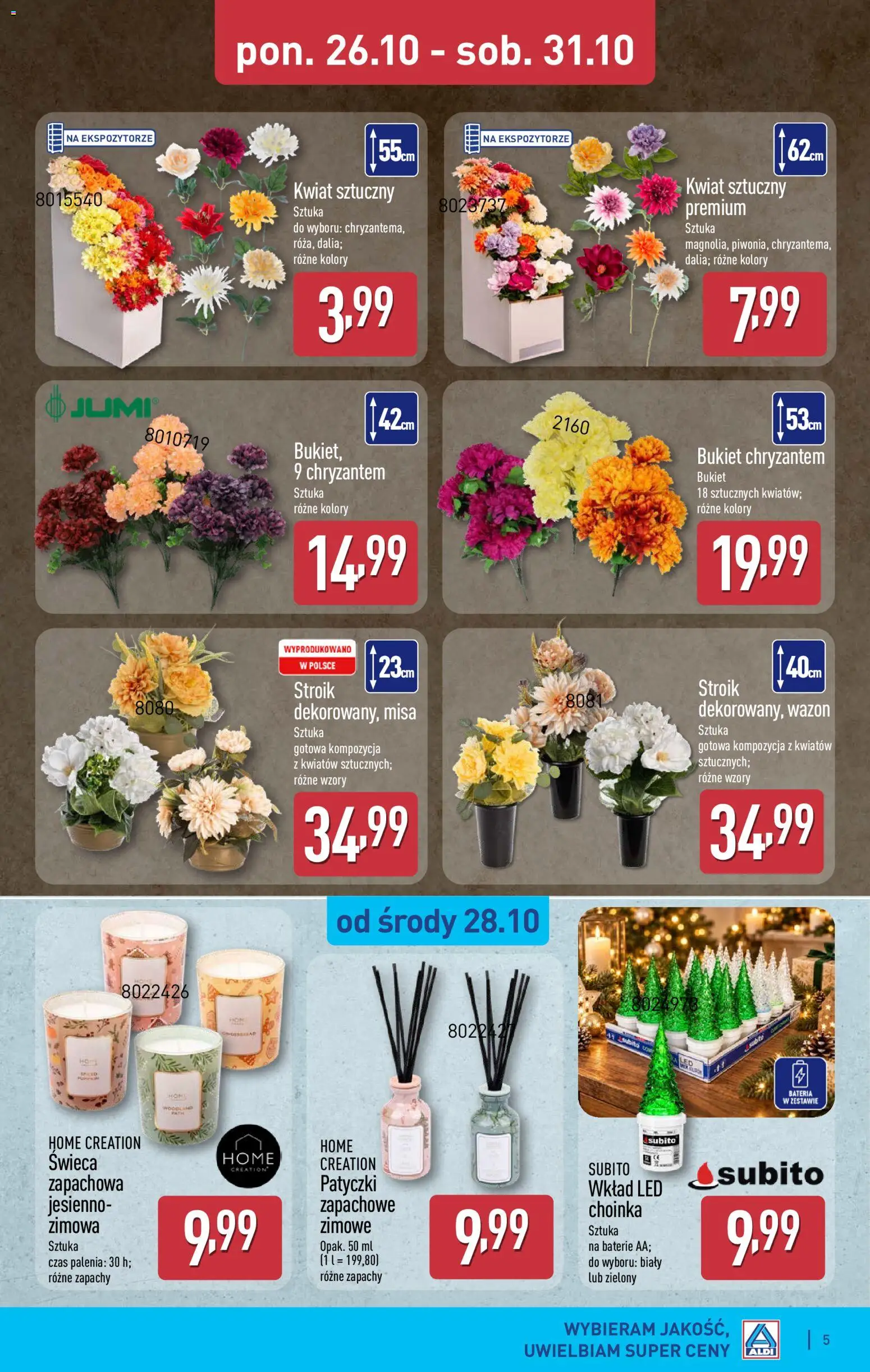 Aldi gazetka - Artykuły przemysłowe i tekstylia od 28.10.2026 | Strona: 5 | Produkty: Choinka, Świeca, Baterie, Bateria