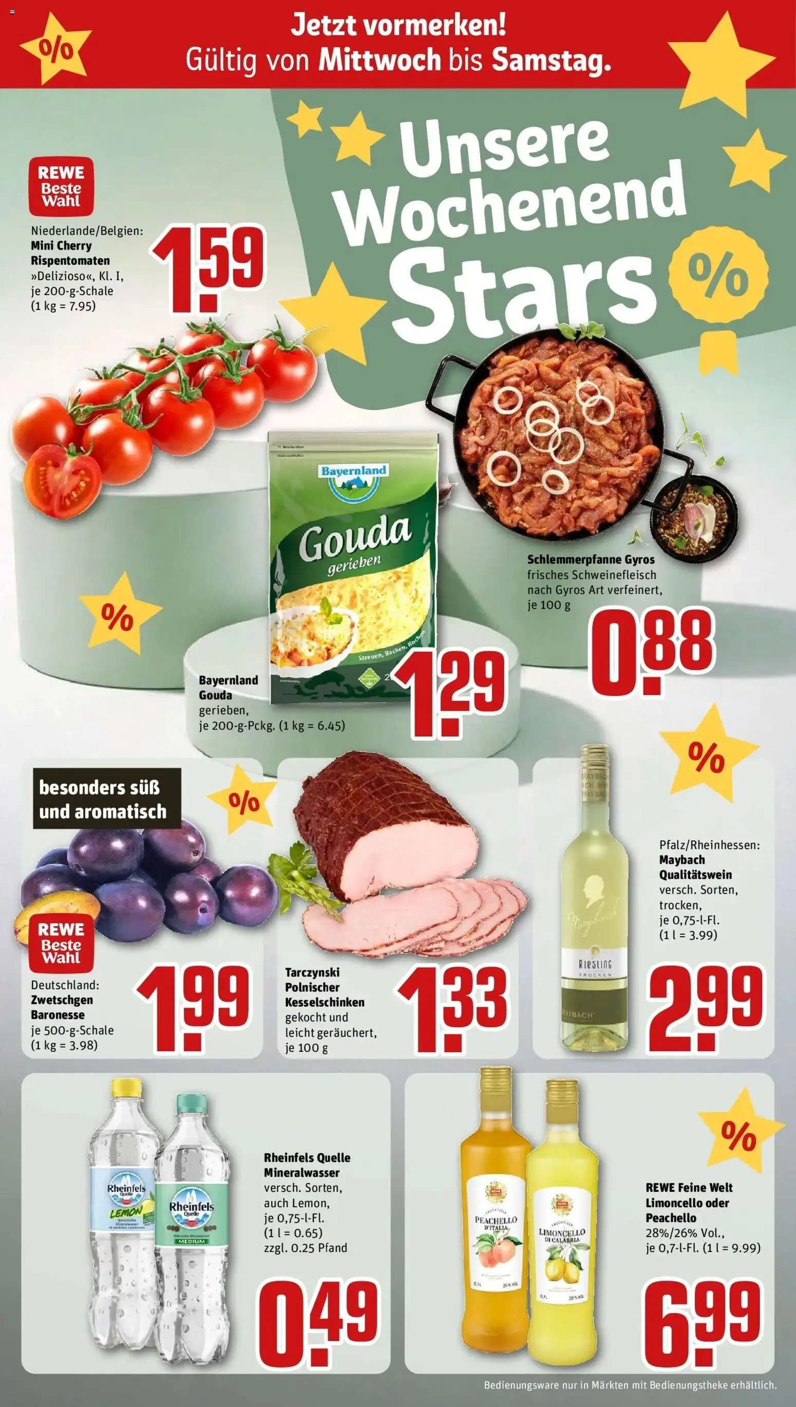 REWE Prospekt ab 28.09.2026 zum Blättern » Angebote | Seite: 36 | Produkte: Gouda, Mineralwasser, Gyros, Schweinefleisch