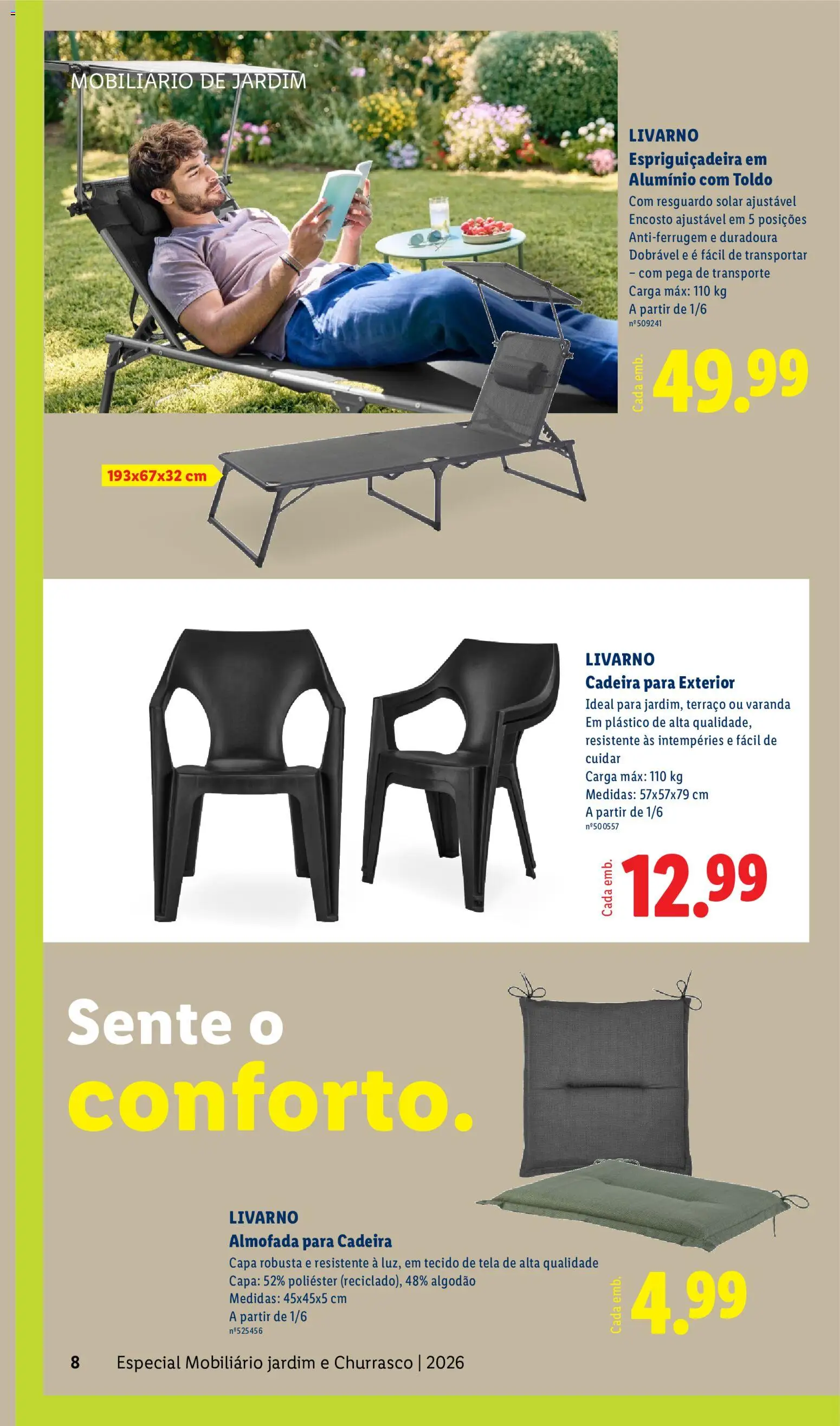 Lidl Folheto Especial Jardim │ válido de 01.06.2026 | Página: 8 | Produtos: Algodão, Almofada, Cadeira