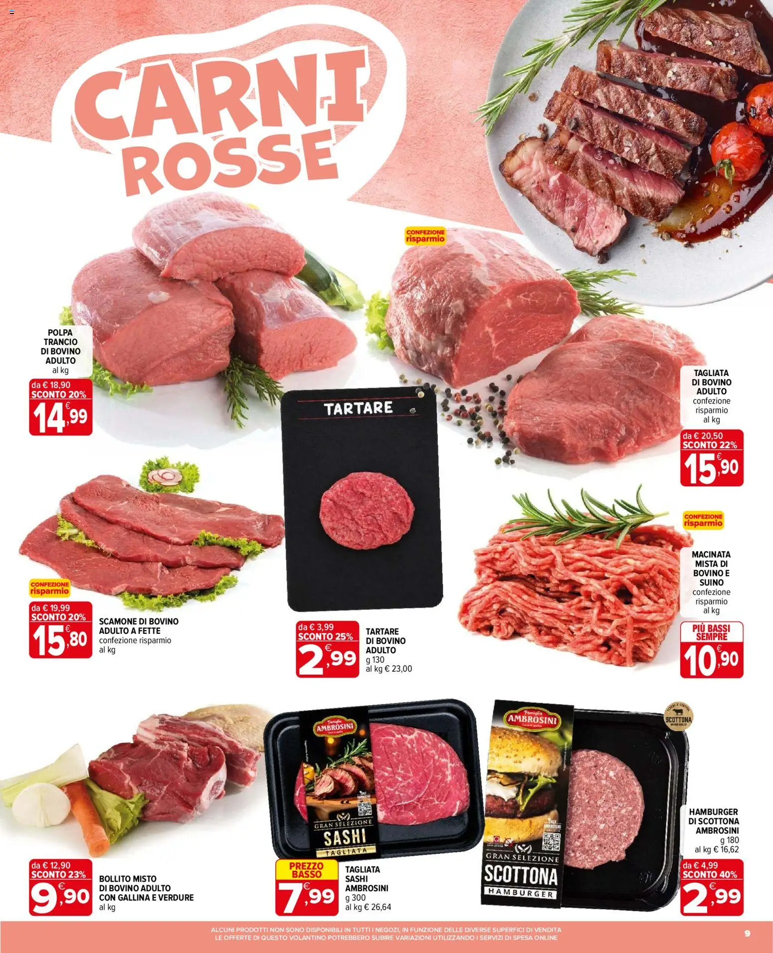 Volantino Iperal del 14/10/2026 | Pagina: 9 | Prodotti: Bovino, Verdure, Basso, Hamburger