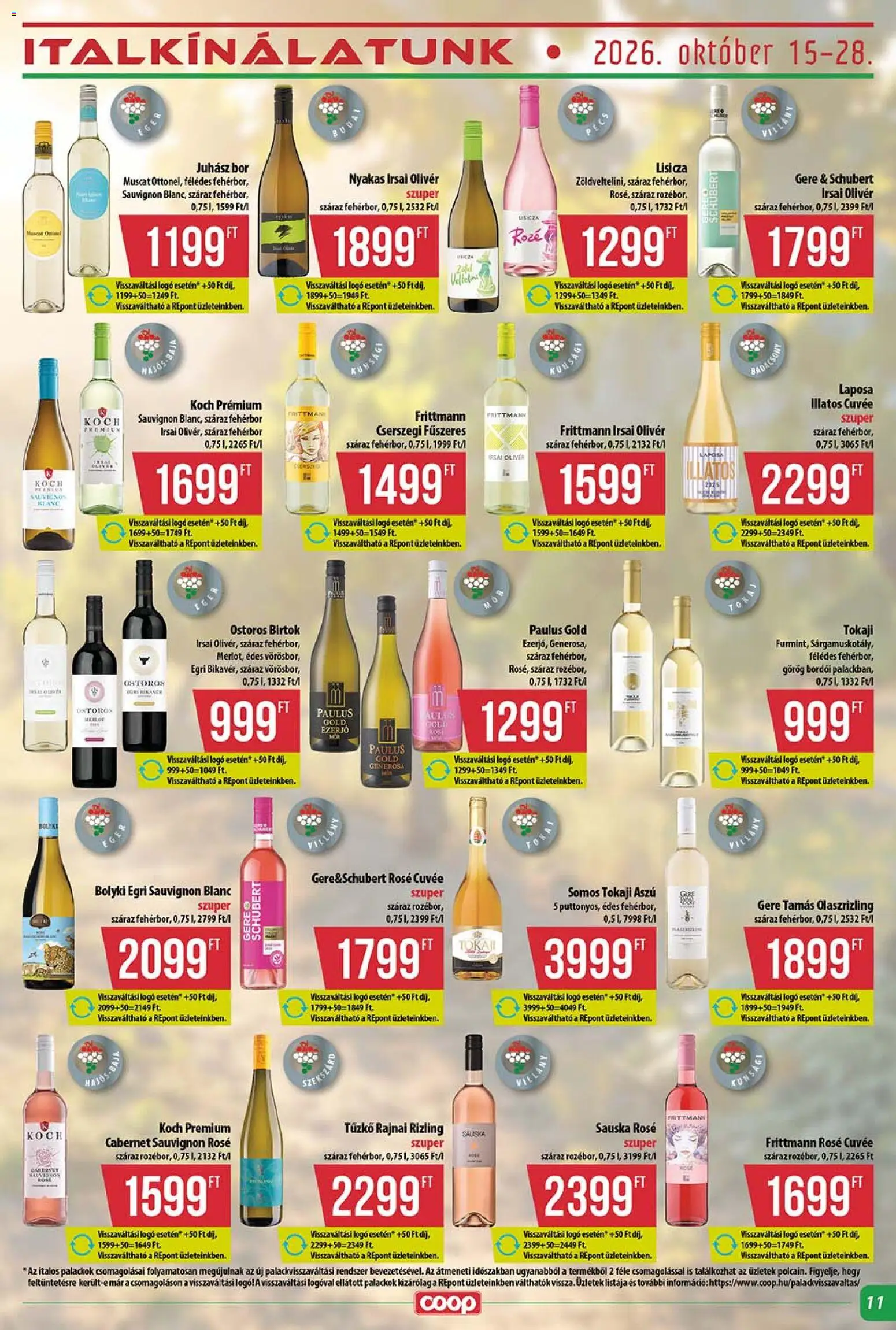 COOP akciós ujság - amely érvényes a következő dátumtól: 2026.10.15. | Oldal: 11 | Termékek: Egér, Cabernet Sauvignon, Cuvée, Bor