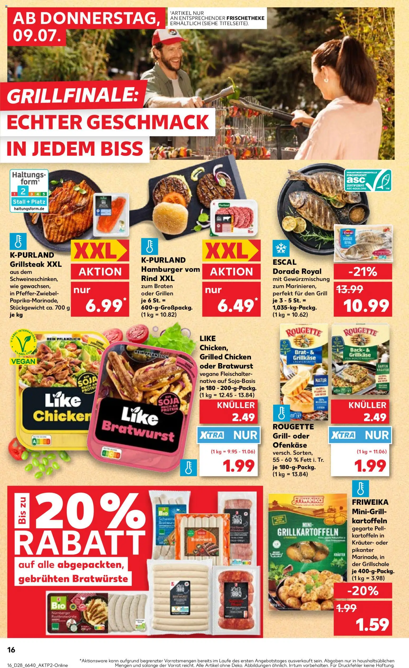 Kaufland Německo leták od 09.07.2026 | Strana: 16 | Produkty: Hamburger, Vegan, Forma