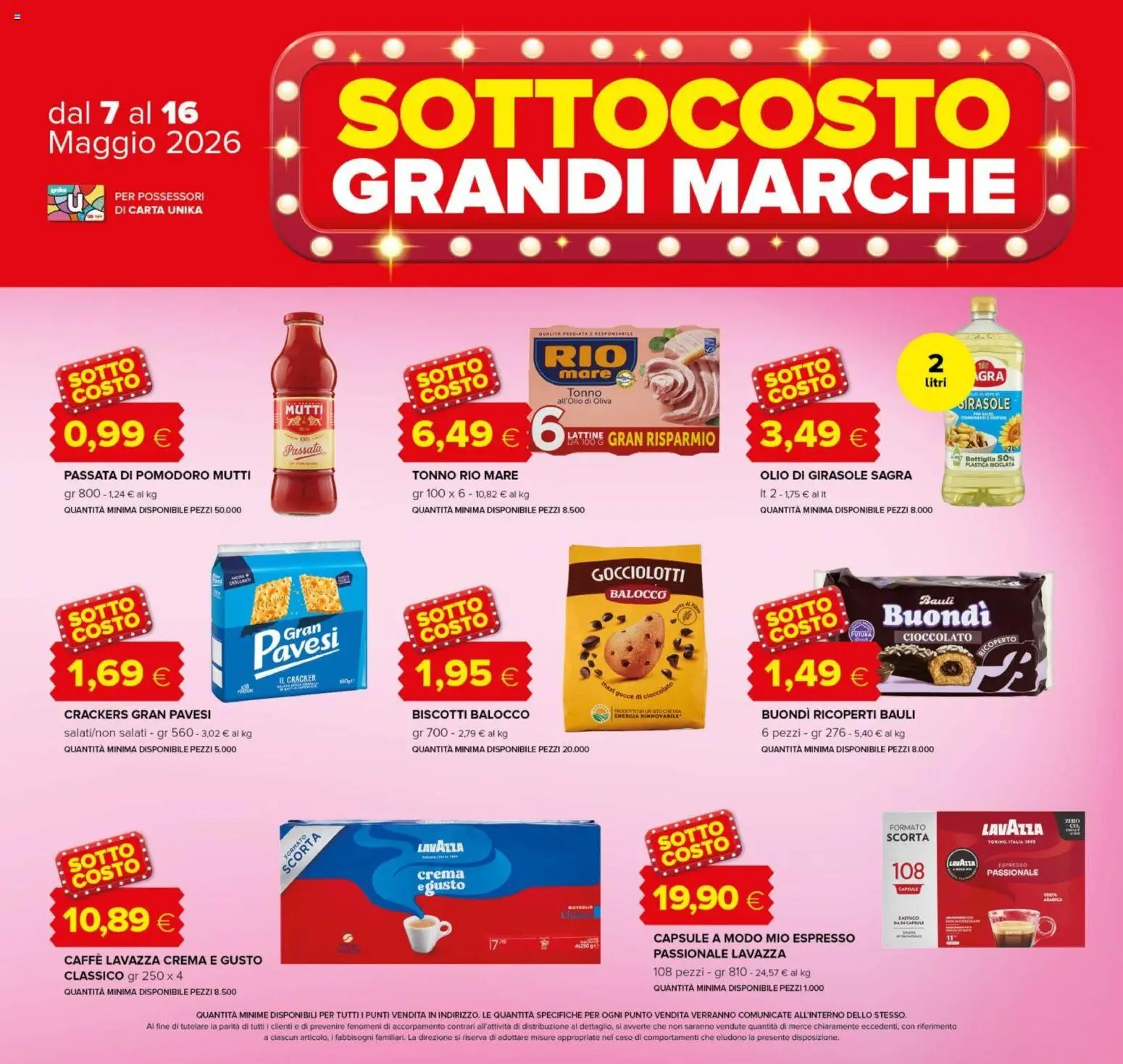 Volantino Oasi del 07.05.2026 | Pagina: 3 | Prodotti: Pomodoro, Crackers, Lavazza, Bottiglia