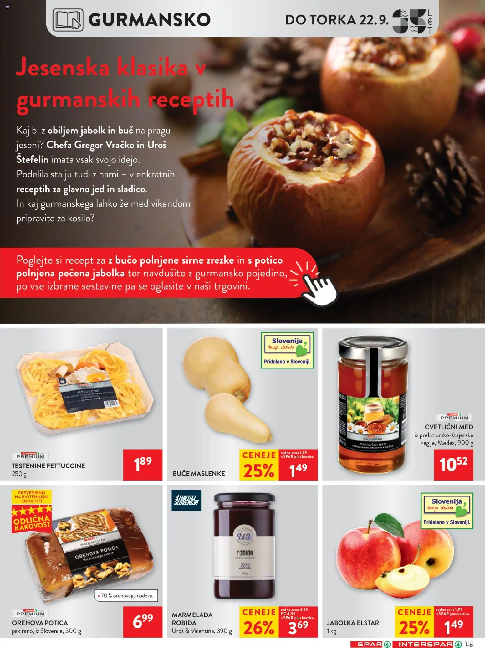 Novi Spar katalog ponudbe – veljaven od 16.09.2026 | Stran: 31 | Izdelki: Buče, Marmelada, Jabolka, Testenine