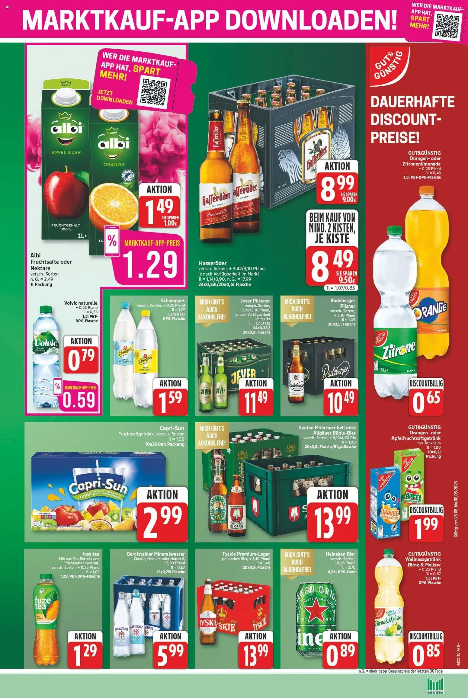 Marktkauf Prospekt – gültig ab 26.05.2026 | Seite: 15 | Produkte: Fuze tea, Schweppes, Hasseröder, Volvic