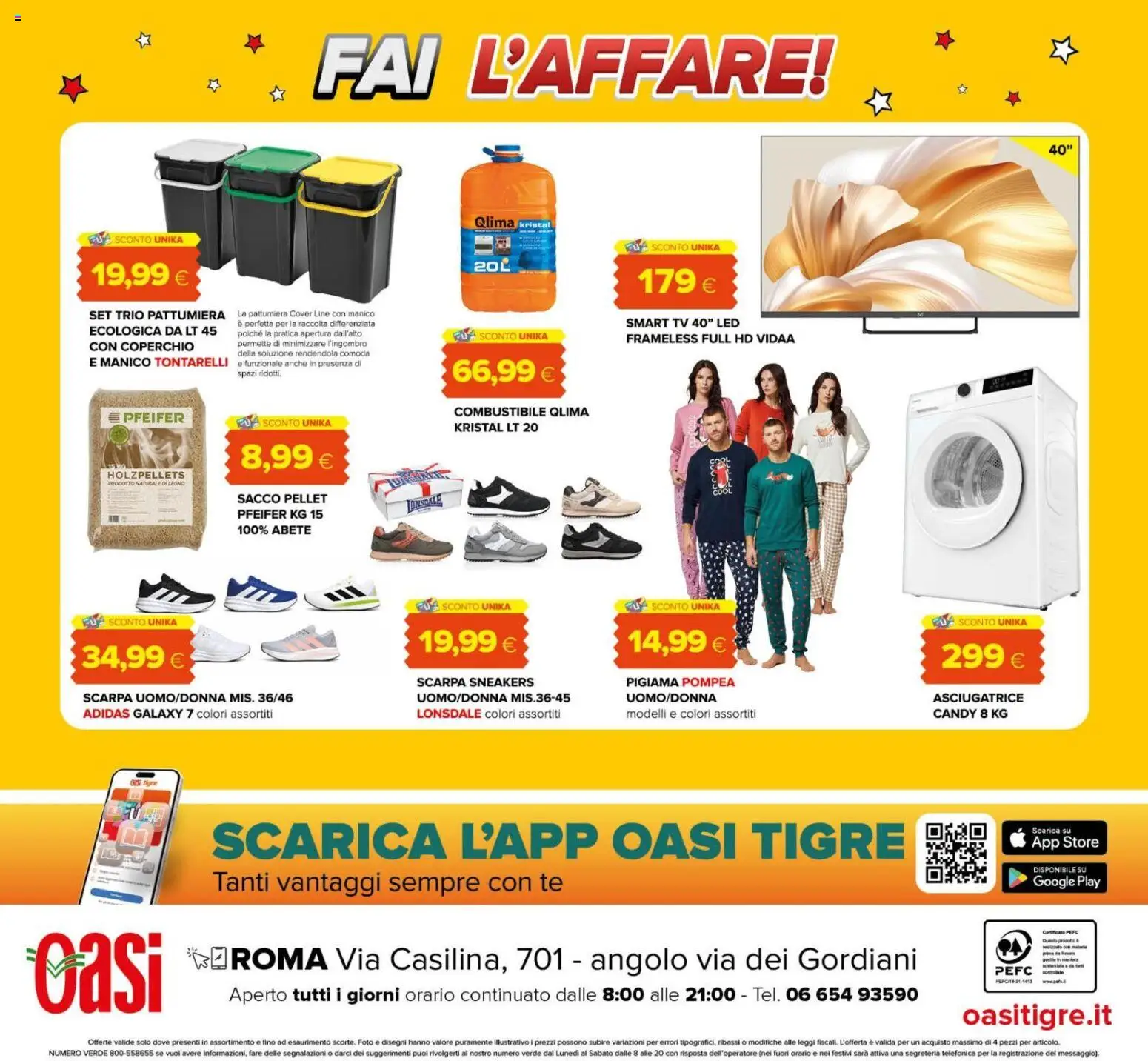 Volantino Oasi del 08/10/2026 | Pagina: 24 | Prodotti: Coperchio, Sneakers, Asciugatrice, TV