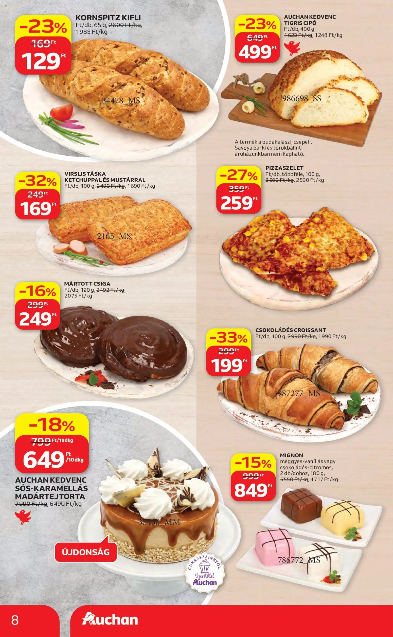 Auchan akciós ujság - amely érvényes a következő dátumtól: 04.06.2026 | Oldal: 8 | Termékek: Croissant, Táska, Kifli