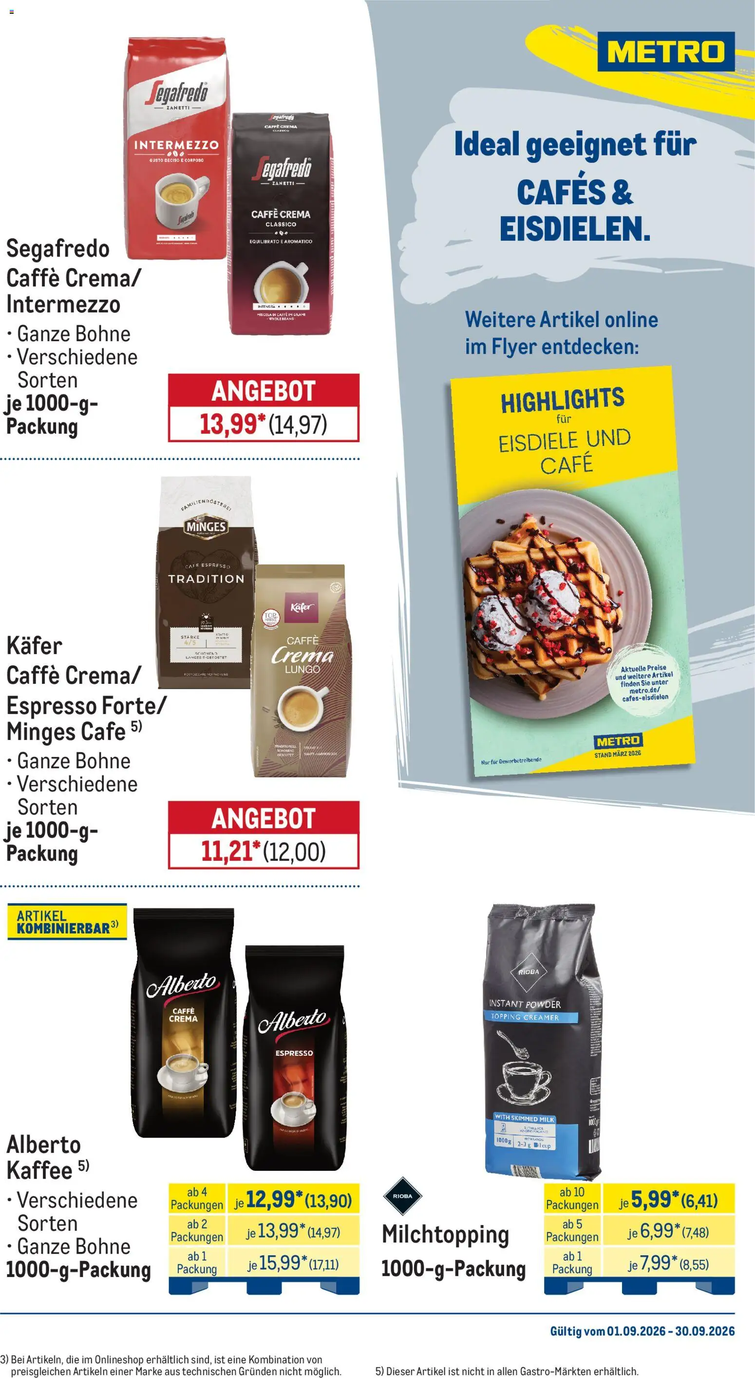 Metro Monats-Menü – gültig ab 01.09.2026 | Seite: 21 | Produkte: Kaffee, Segafredo