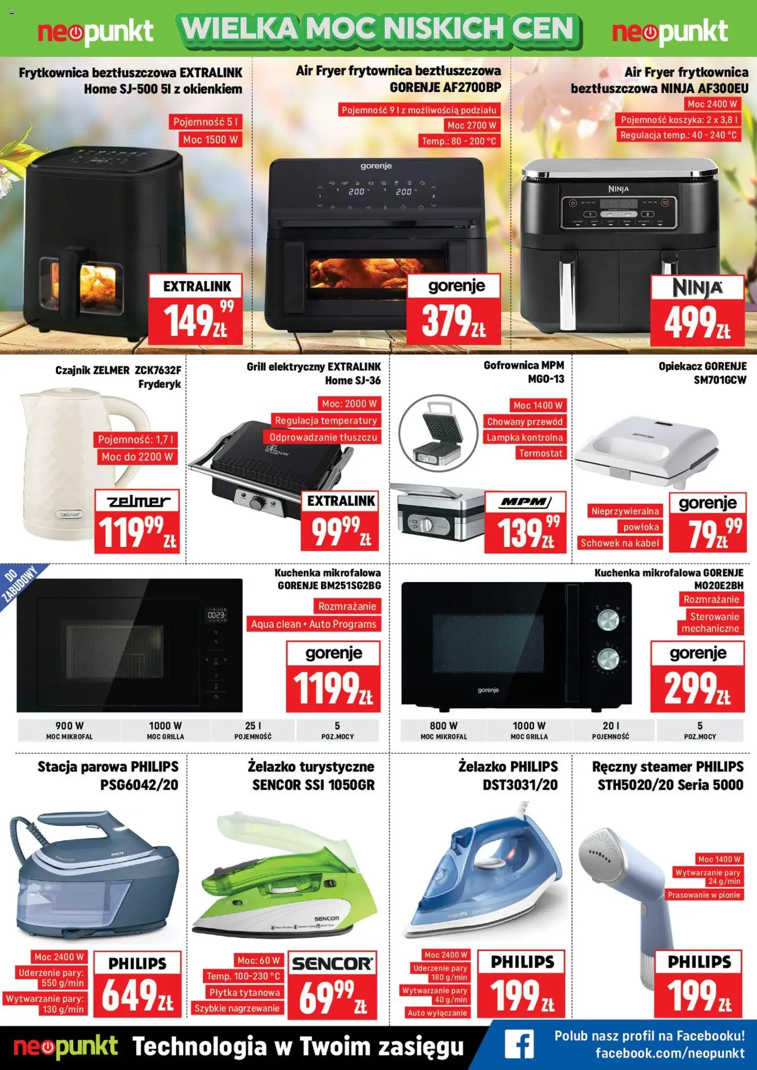 Neopunkt gazetka od 30.03.2026 | Strona: 4 | Produkty: Kuchenka mikrofalowa, Kuchenka, Czajnik, Frytkownica beztłuszczowa