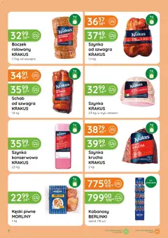 Pogląd oferty "Eurocash gazetka - Katalog Wędlin" - ważna od 03.09.2026 | Strona: 7 | Produkty: Mięso, Szynka wieprzowa, Kabanosy, Berlinki