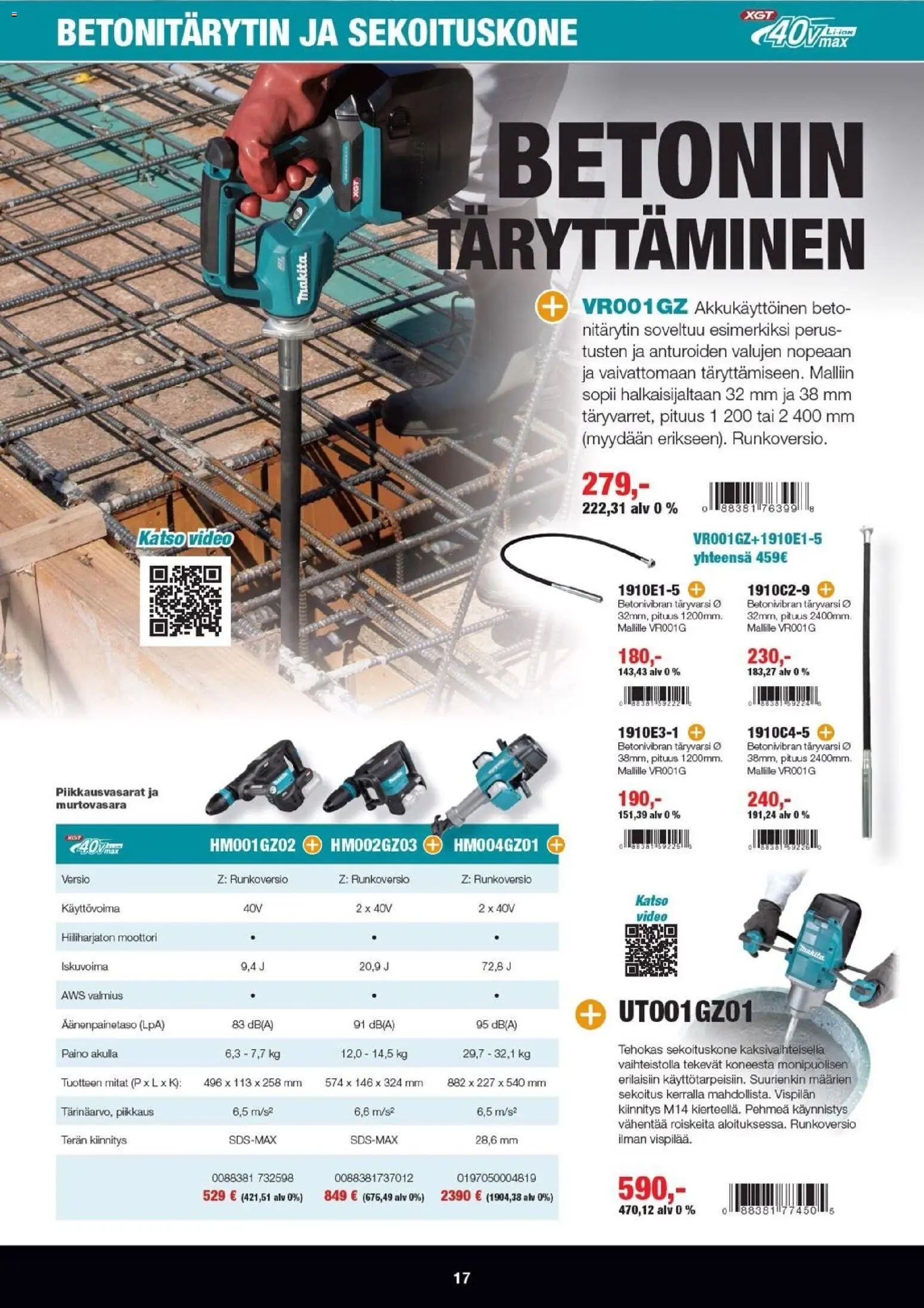 Makita tarjoukset - XGT esite 2026 – voimassa 07.04.2026 alkaen | Sivu: 17 | Tuotteet: Video