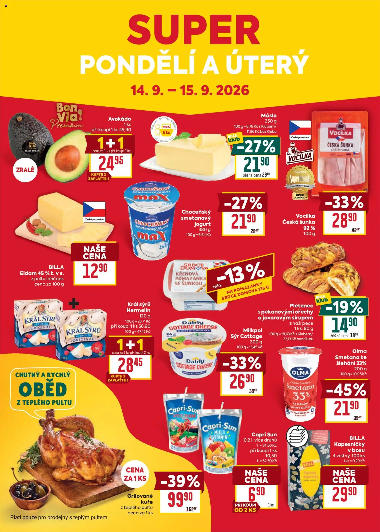 Billa Malý leták od 09.09.2026 | Strana: 8 | Produkty: Pomazánky, Máslo, Hermelín, Cottage cheese