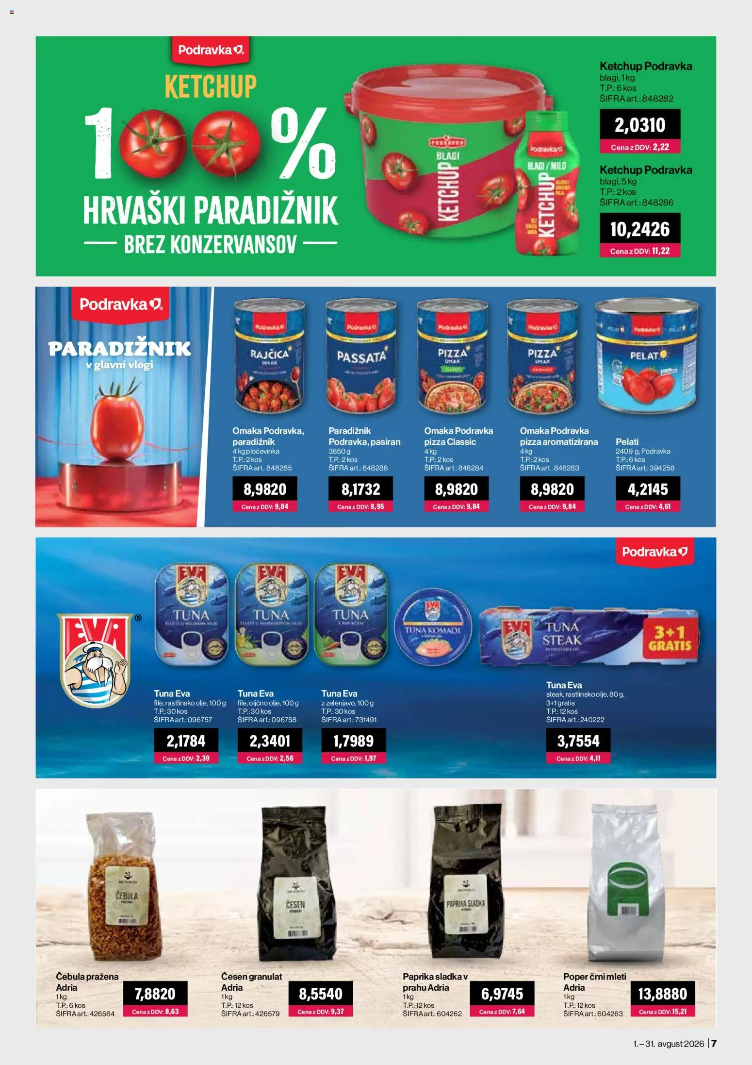Novi Mercator katalog ponudbe – veljaven od 01.08.2026 | Stran: 7 | Izdelki: Paprika, Tuna, Kos, Paradiznik