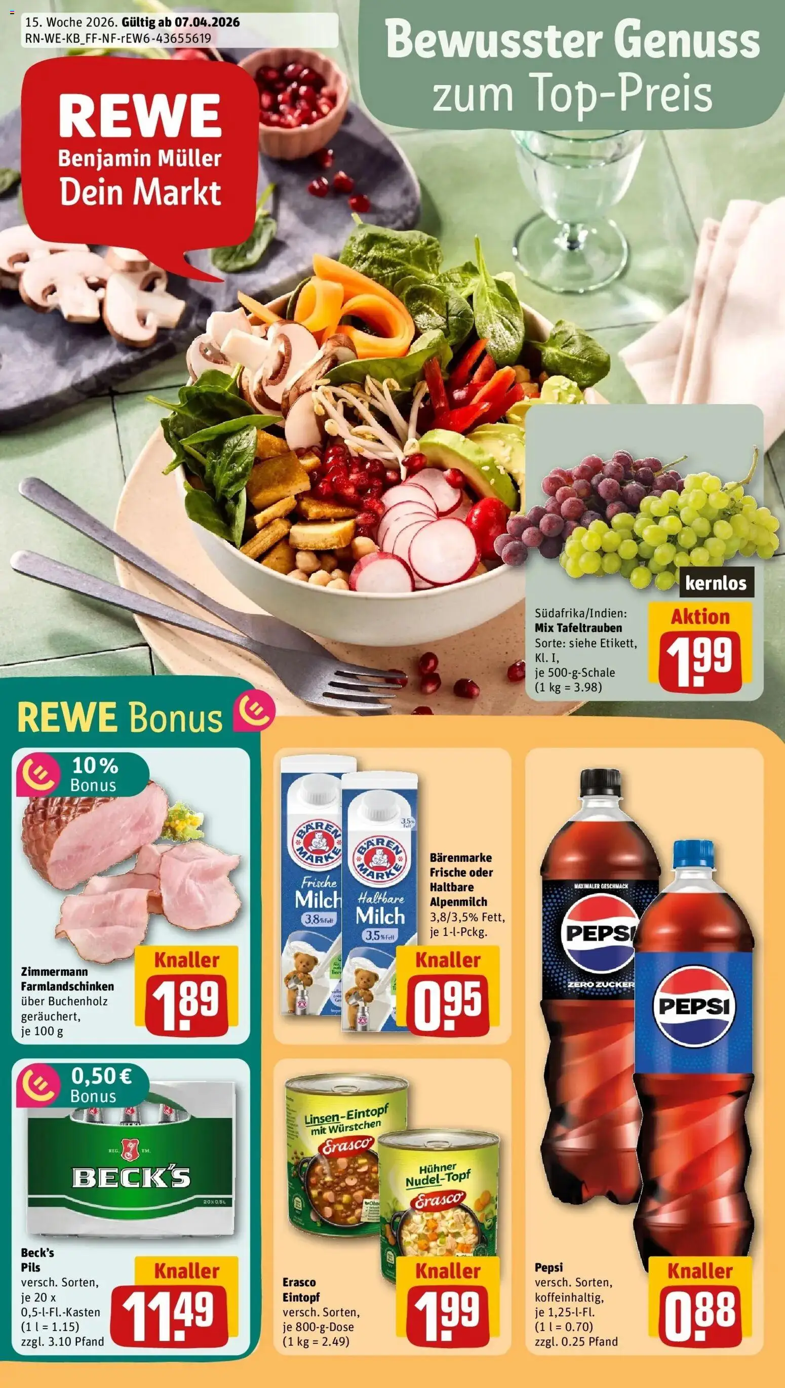 Rewe Prospekt Daun / Pützborn	 – gültig ab 05.04.2026 | Seite: 1 | Produkte: Cola, Milch, Pepsi, Erasco