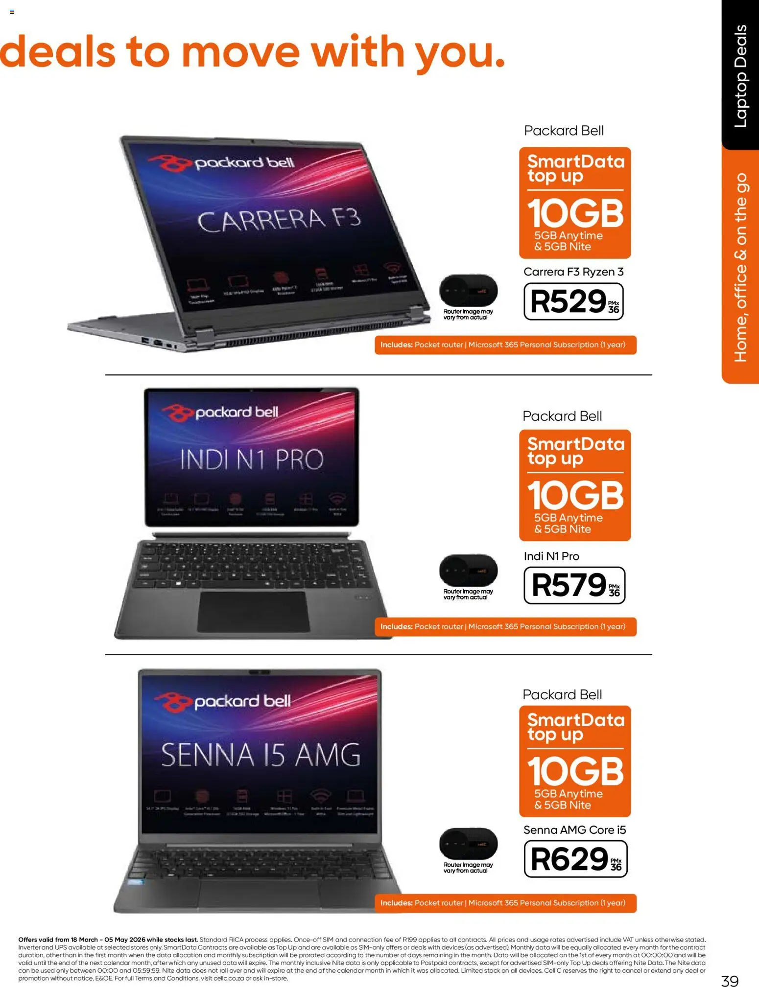 New Cell C catalogue – valid from 18.03.2026 | Page: 41 | Products: Data, Sim, Laptop, Stock