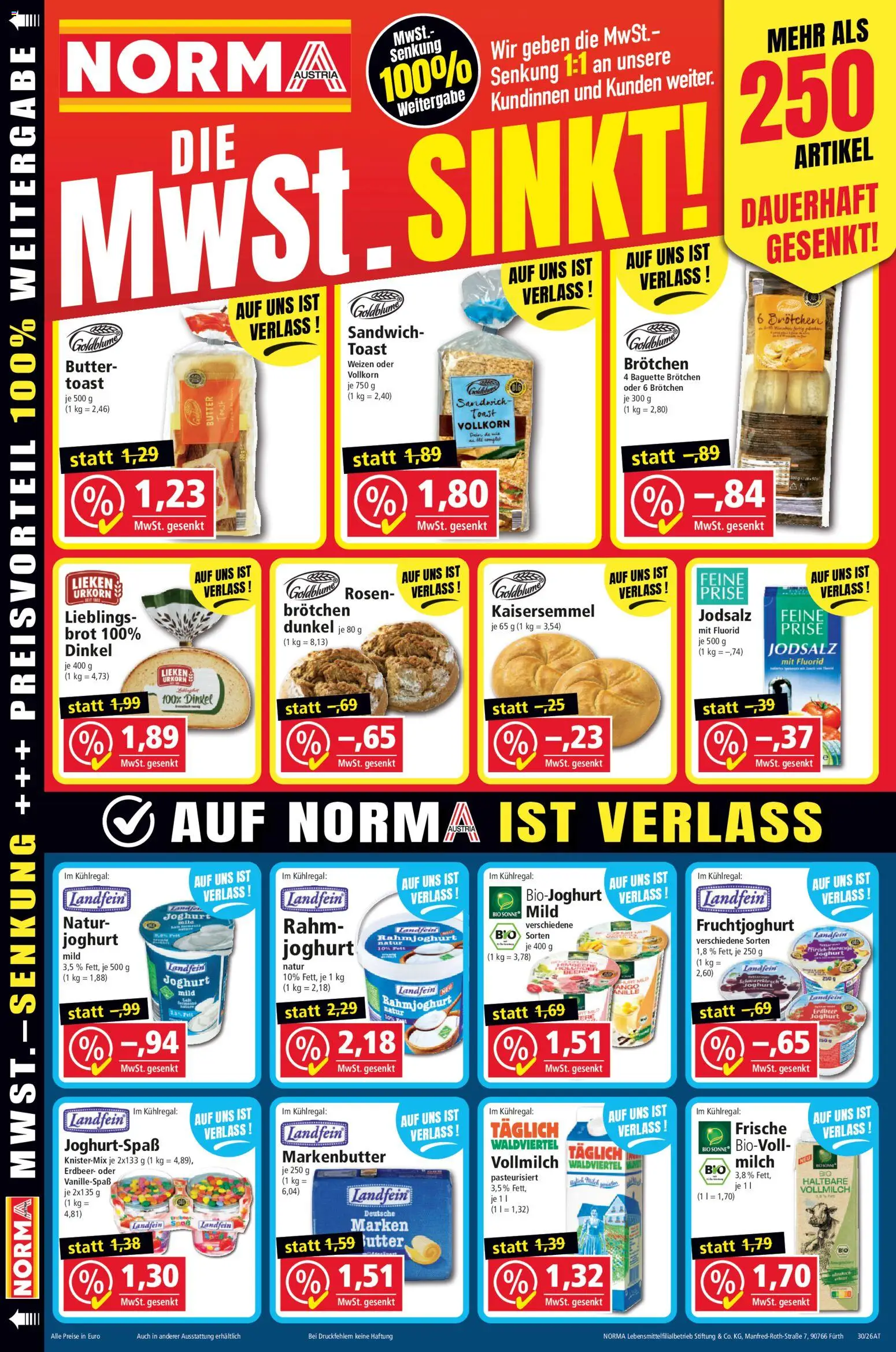 Norma Flugblatt gültig ab 20.07.2026 | Seite: 21 | Produkte: Pfirsich, Baguette, Vollmilch, Brot