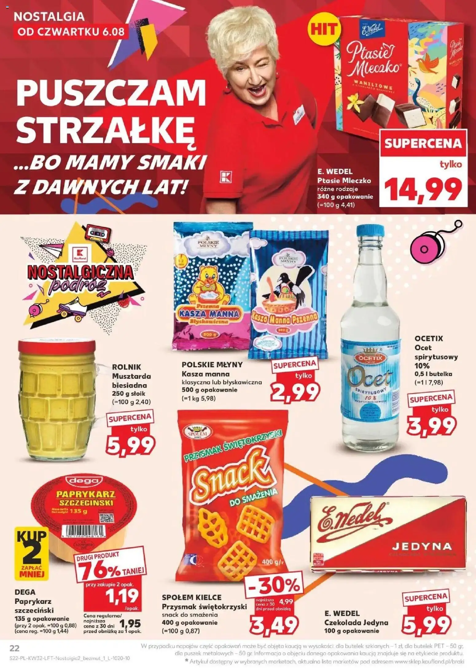 Kaufland gazetka od 06.08.2026 | Strona: 22 | Produkty: Ocet spirytusowy, Kasza, Przysmak świętokrzyski, Kasza manna