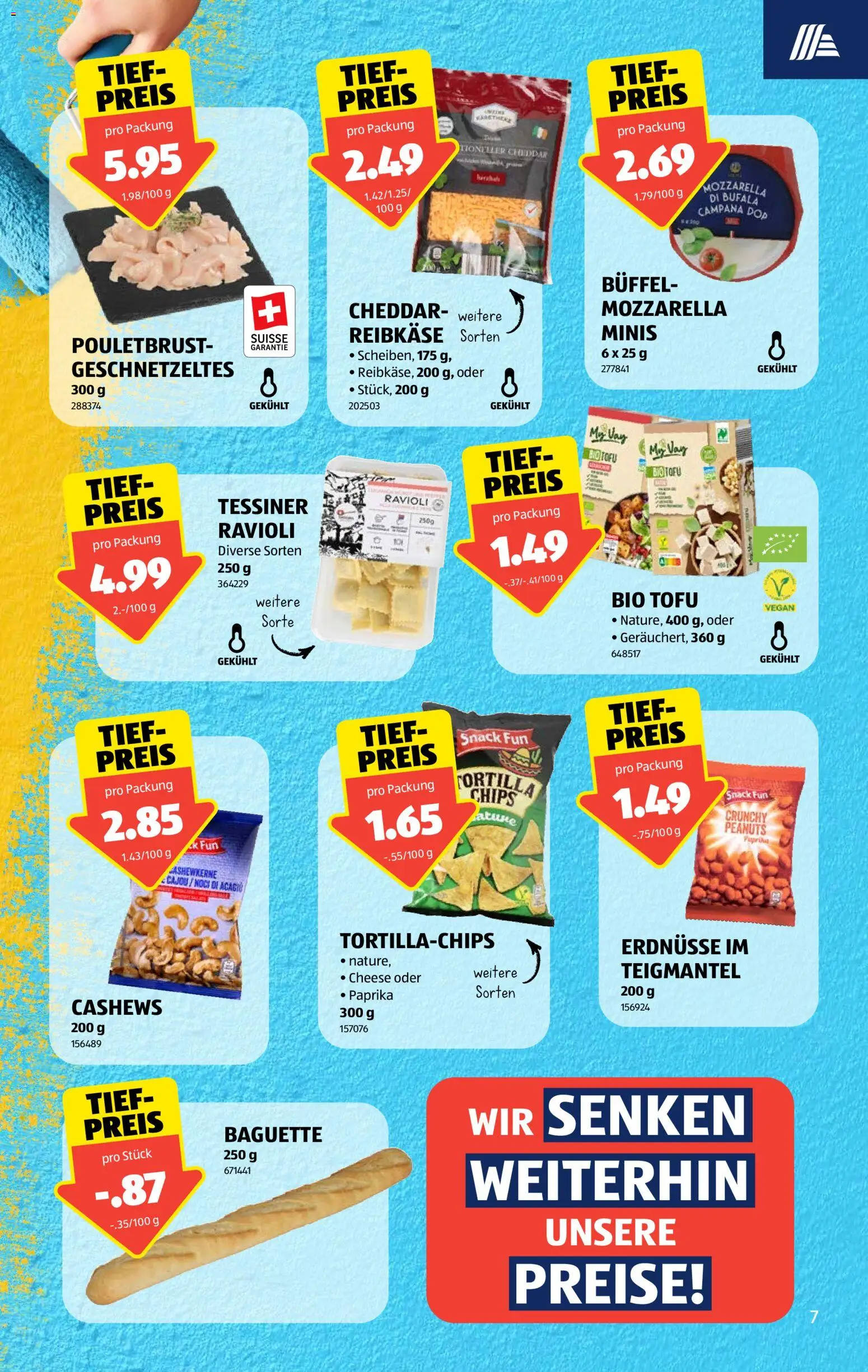 Aldi aktionen – gültig ab 18.06.2026 | Seite: 7 | Produkte: Erdnüsse, Pouletbrust, Baguette, Chips