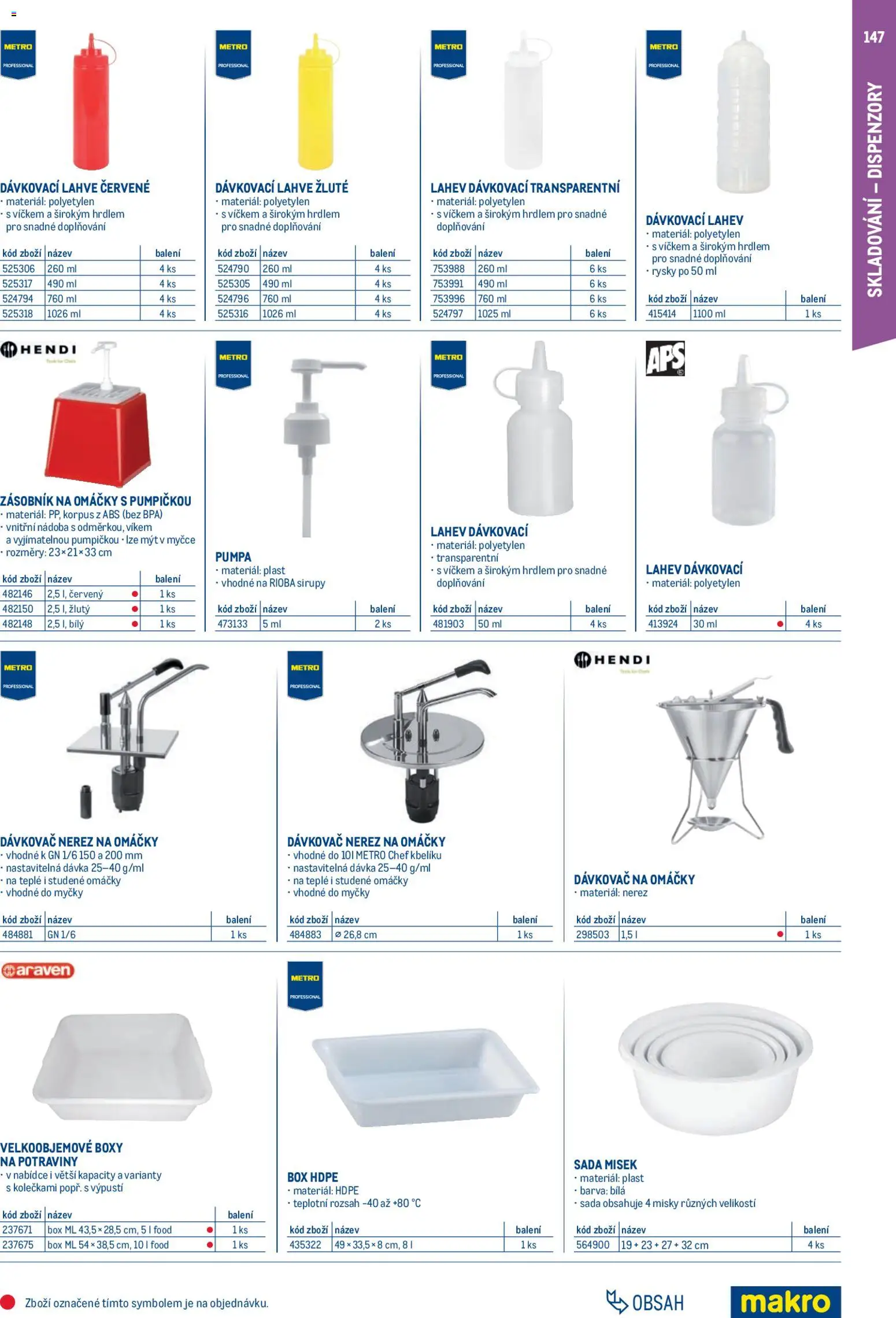 Makro leták - Gastro vybavení a zařízení od 01.02.2026 | Strana: 147 | Produkty: Box, Zásobník, Pumpa, Potraviny
