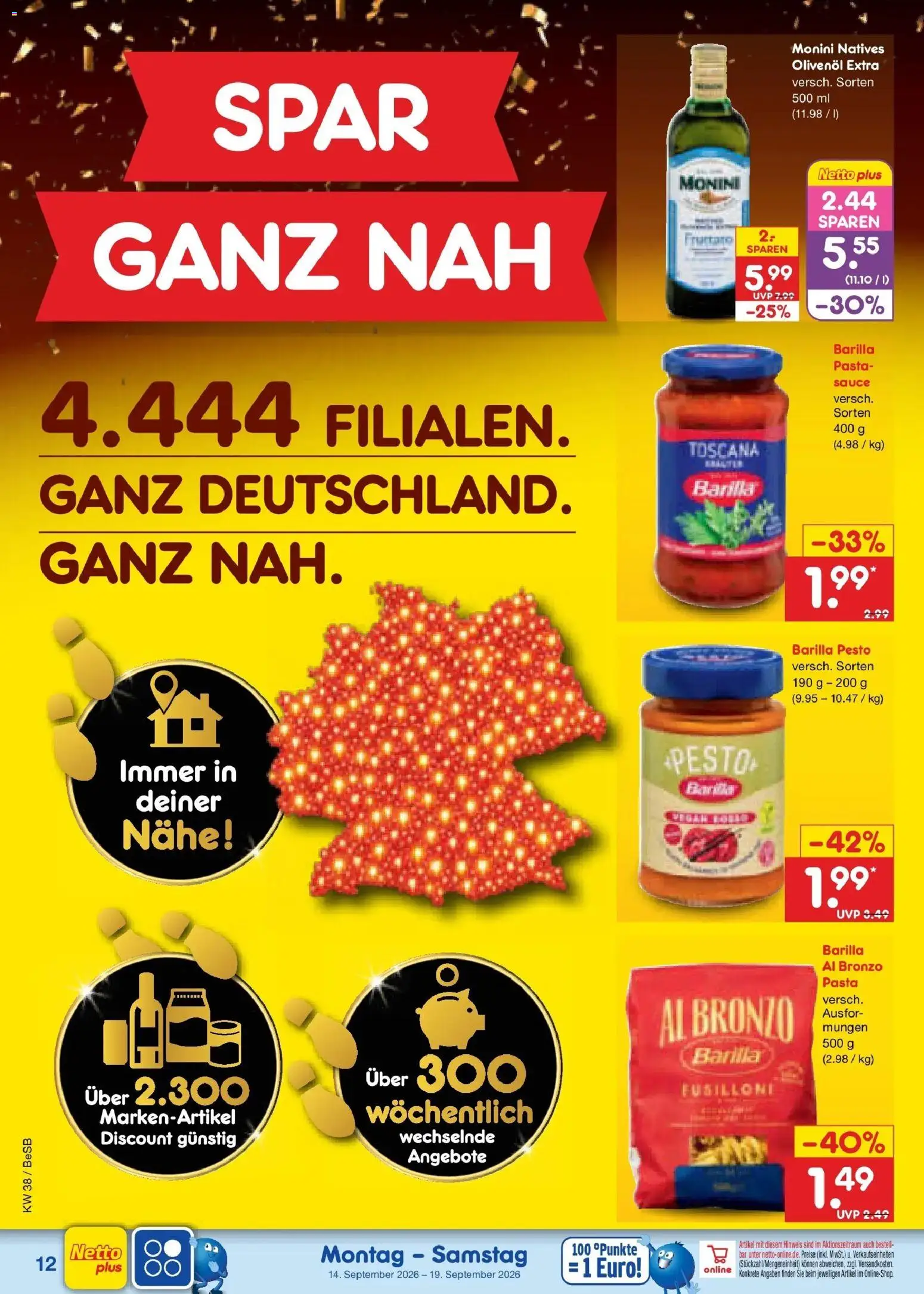 Netto Marken-Discount Prospekt Berlin-Prenzlauer Berg – gültig ab 14.09.2026 | Seite: 18 | Produkte: Barilla, Barilla pesto, Olivenol, Pasta